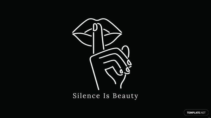 Silence Is Beauty, black background, minimalist white line drawing, SD Desktop Wallpaper