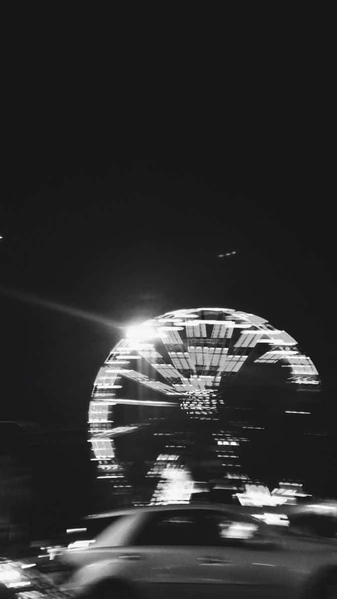 Ferris wheel, water, blurred car, SD Phone Wallpaper