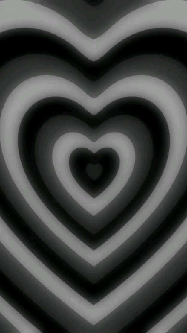 cool black and white aesthetic, concentric hearts, grayscale, SD Phone Wallpaper