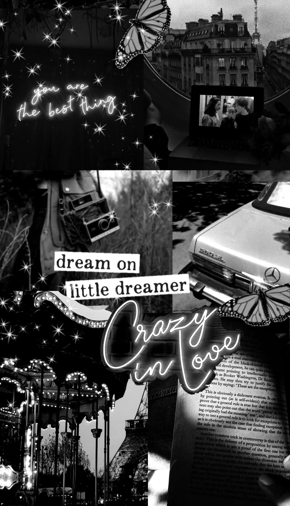Parisian scenes, neon text, sparkles, Full HD Phone Wallpaper