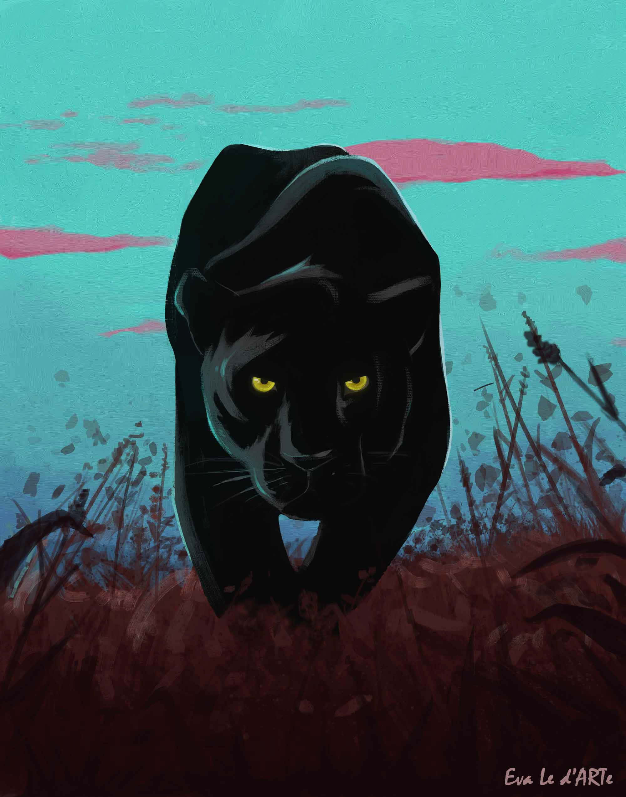 Cool Black Panther Animal, black panther, glowing yellow eyes, Full HD Phone Wallpaper