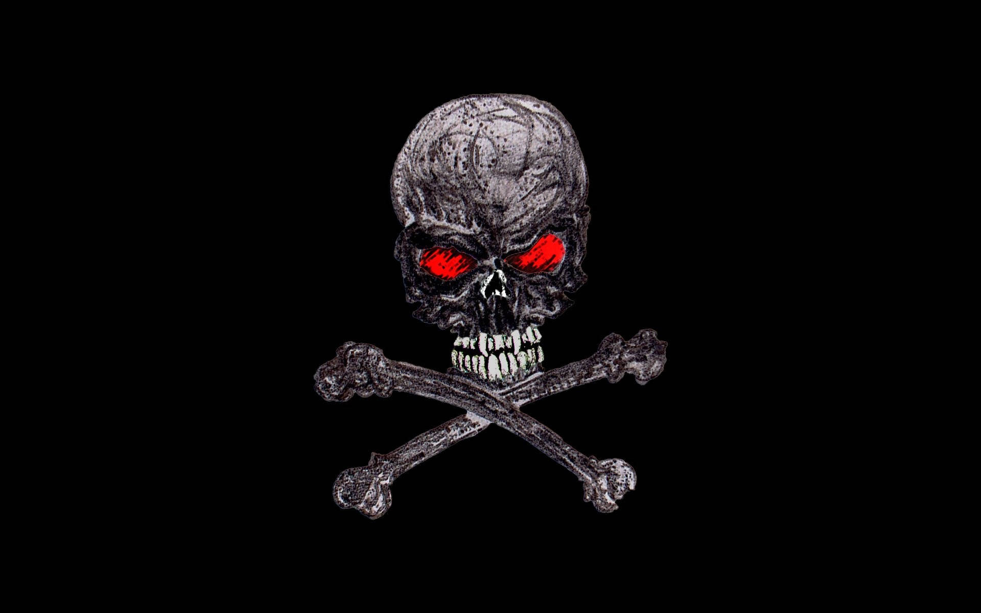 Cool Black, skull, glowing red eyes, Full HD Desktop Wallpaper