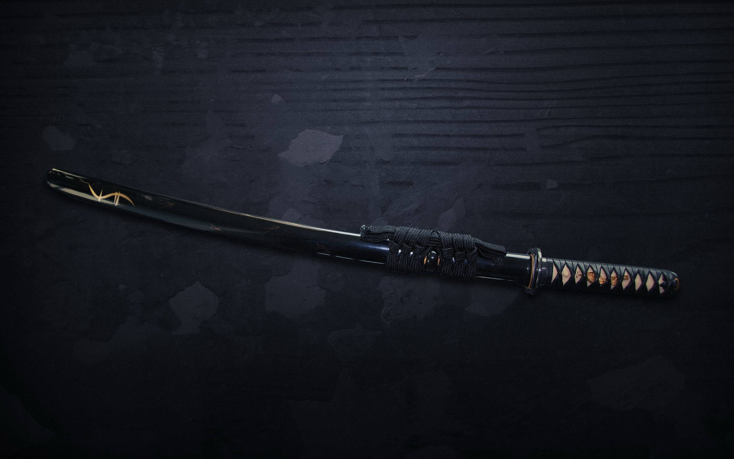 katana sword, scabbard, black, 2K Desktop Wallpaper