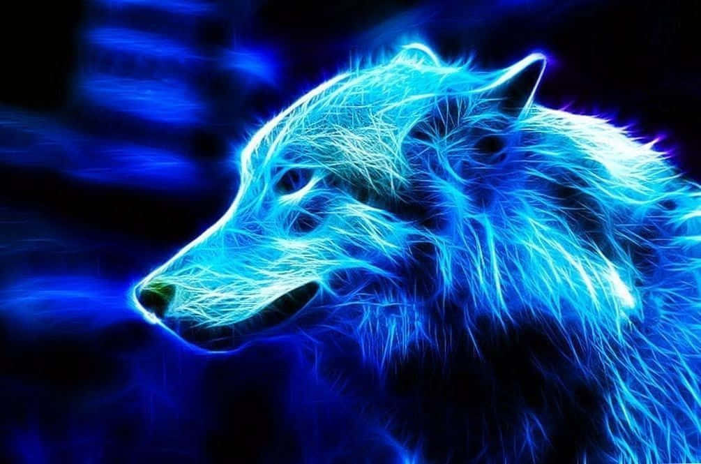 Cool Blue Wolf, glowing blue wolf, electric fur, SD Desktop Wallpaper
