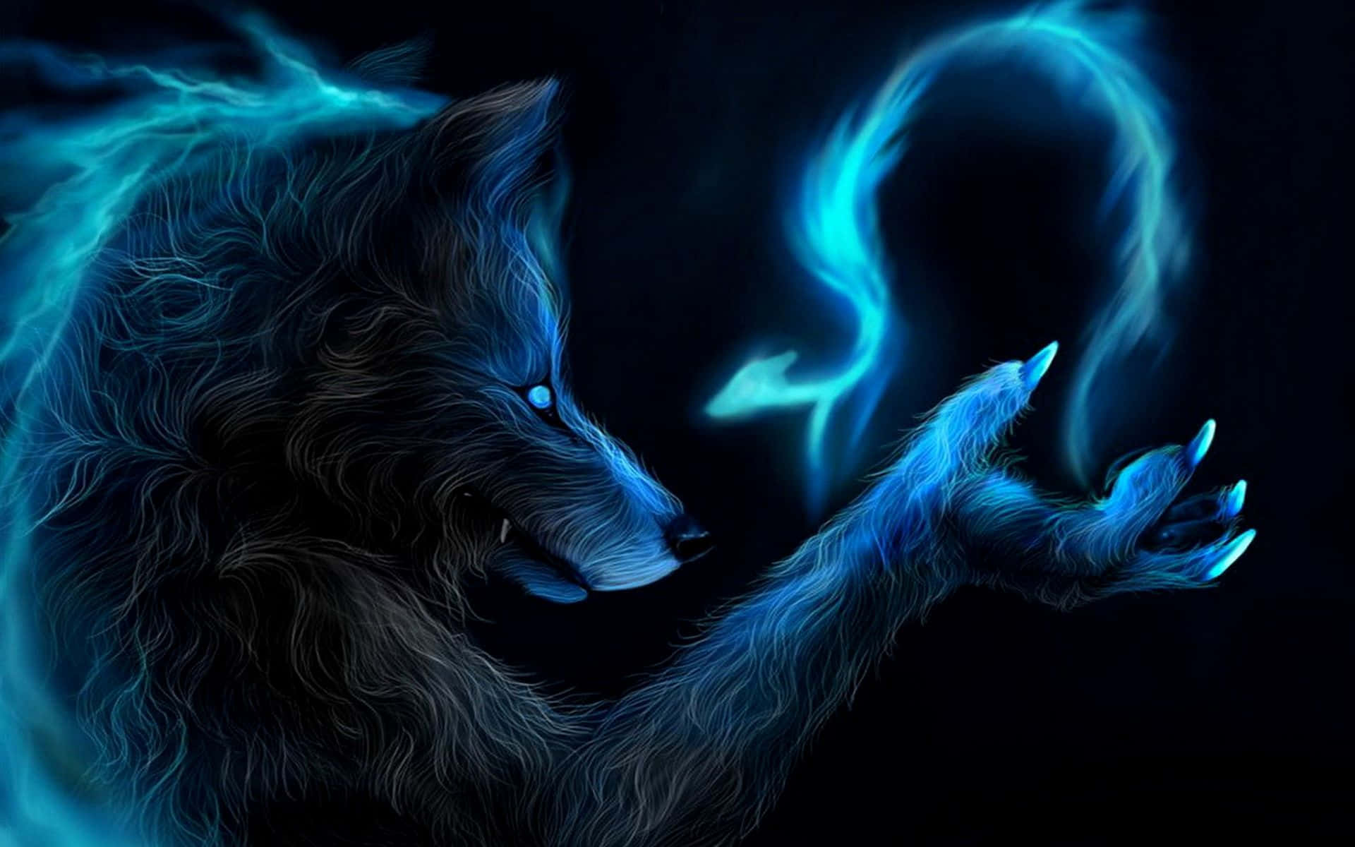 Cool Blue Wolf, glowing blue wolf, electric fur, Full HD Desktop Wallpaper