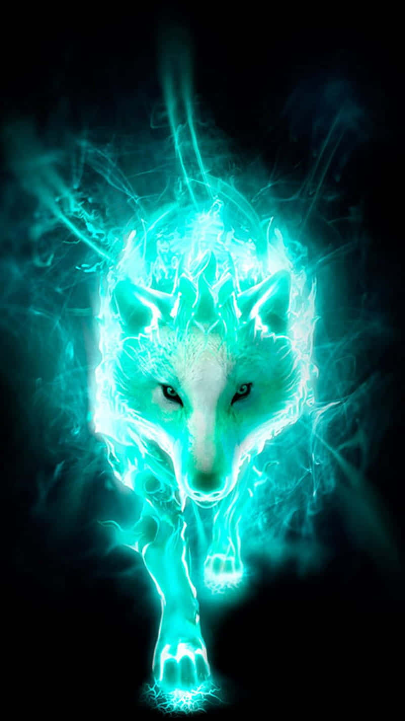 Cool Blue Wolf, neon, cyan, HD Phone Wallpaper