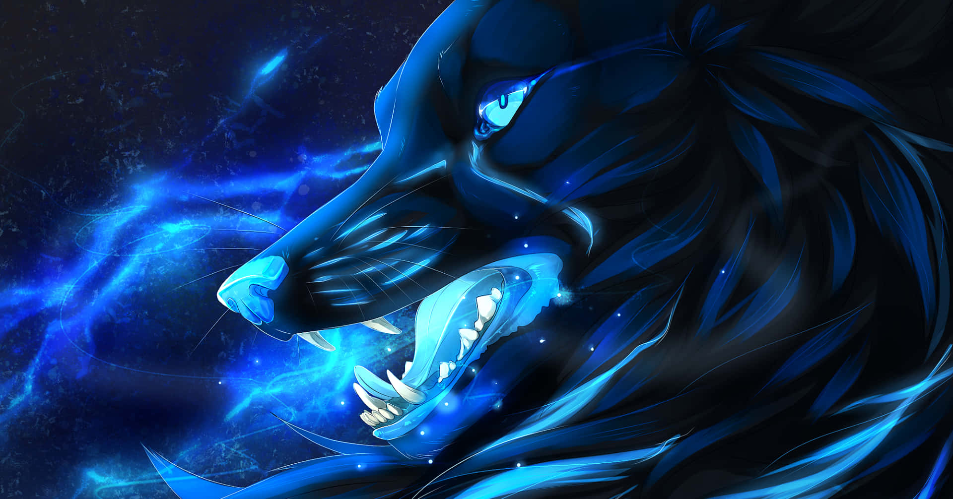 Cool Blue Wolf, blue wolf, glowing eyes, Full HD Desktop Wallpaper