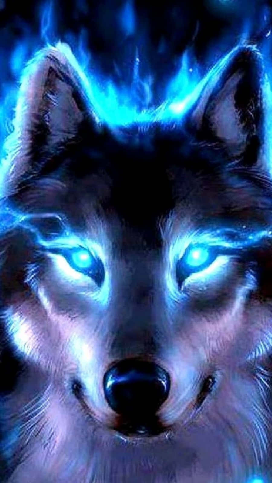 Blue Fire Wolf, glowing blue eyes, electric blue aura, HD Phone Wallpaper