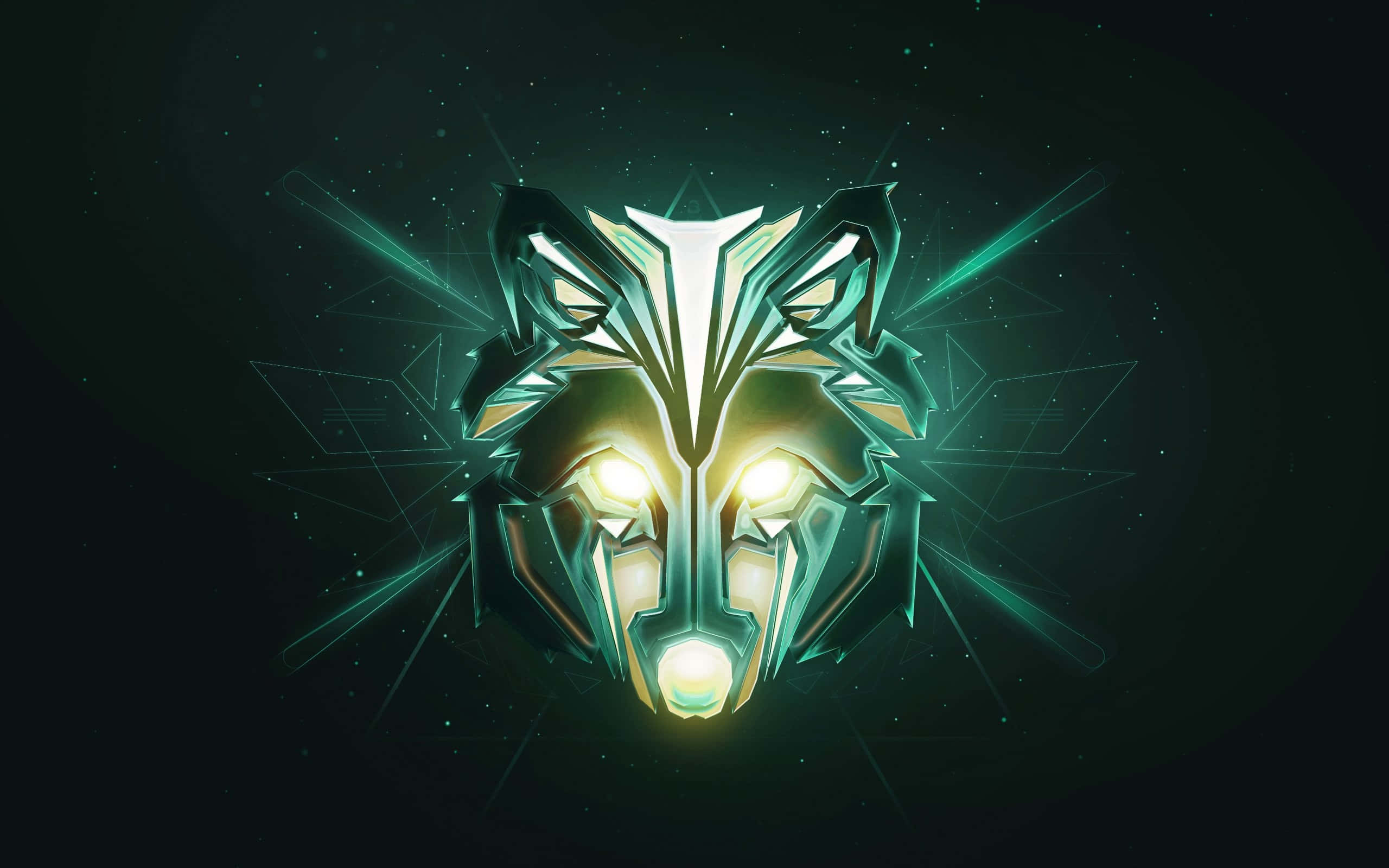 Super Cool Wolf, neon green, white, 2K Desktop Wallpaper
