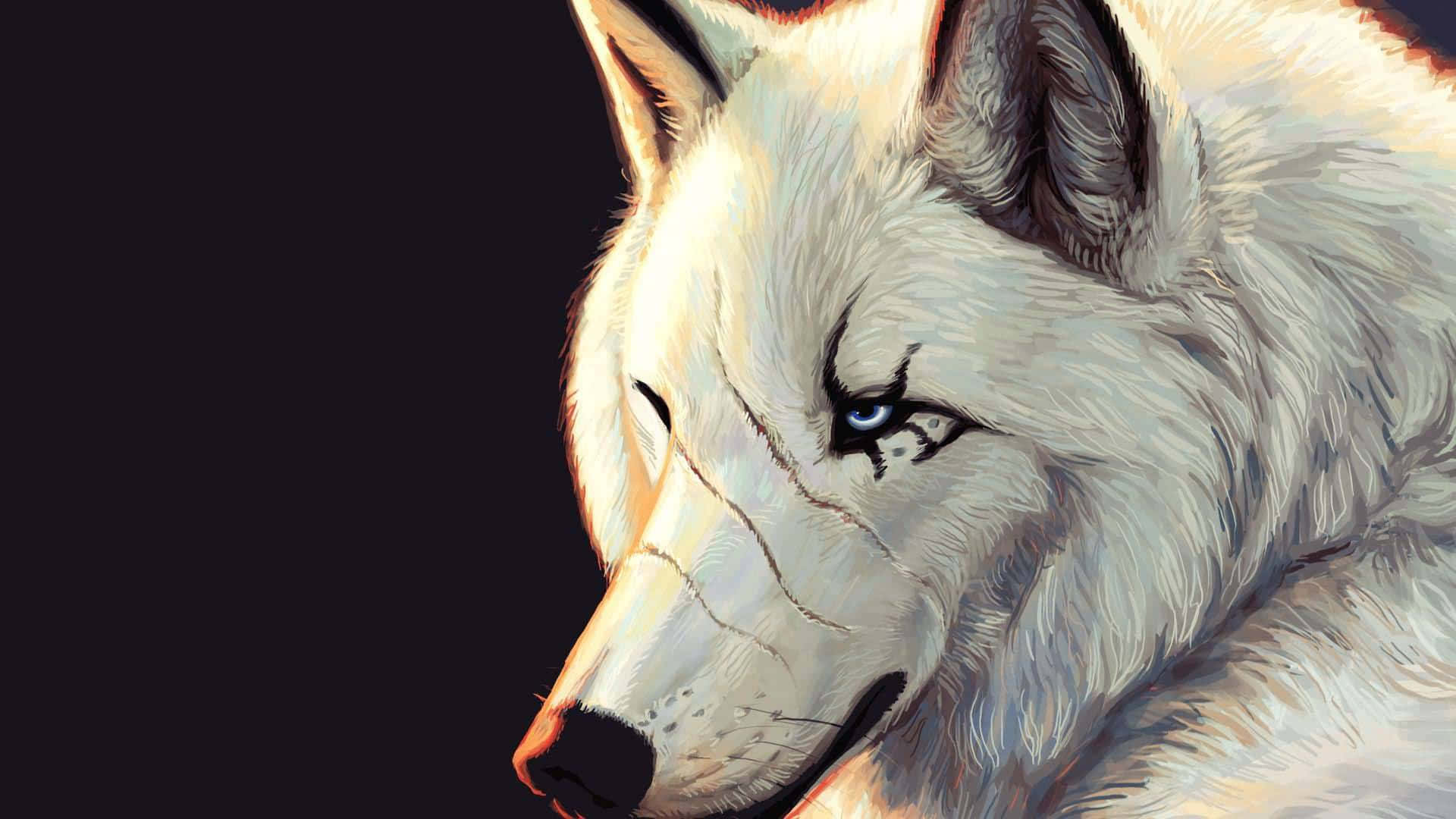 Super Cool Wolf, white wolf, piercing blue eyes, Full HD Desktop Wallpaper