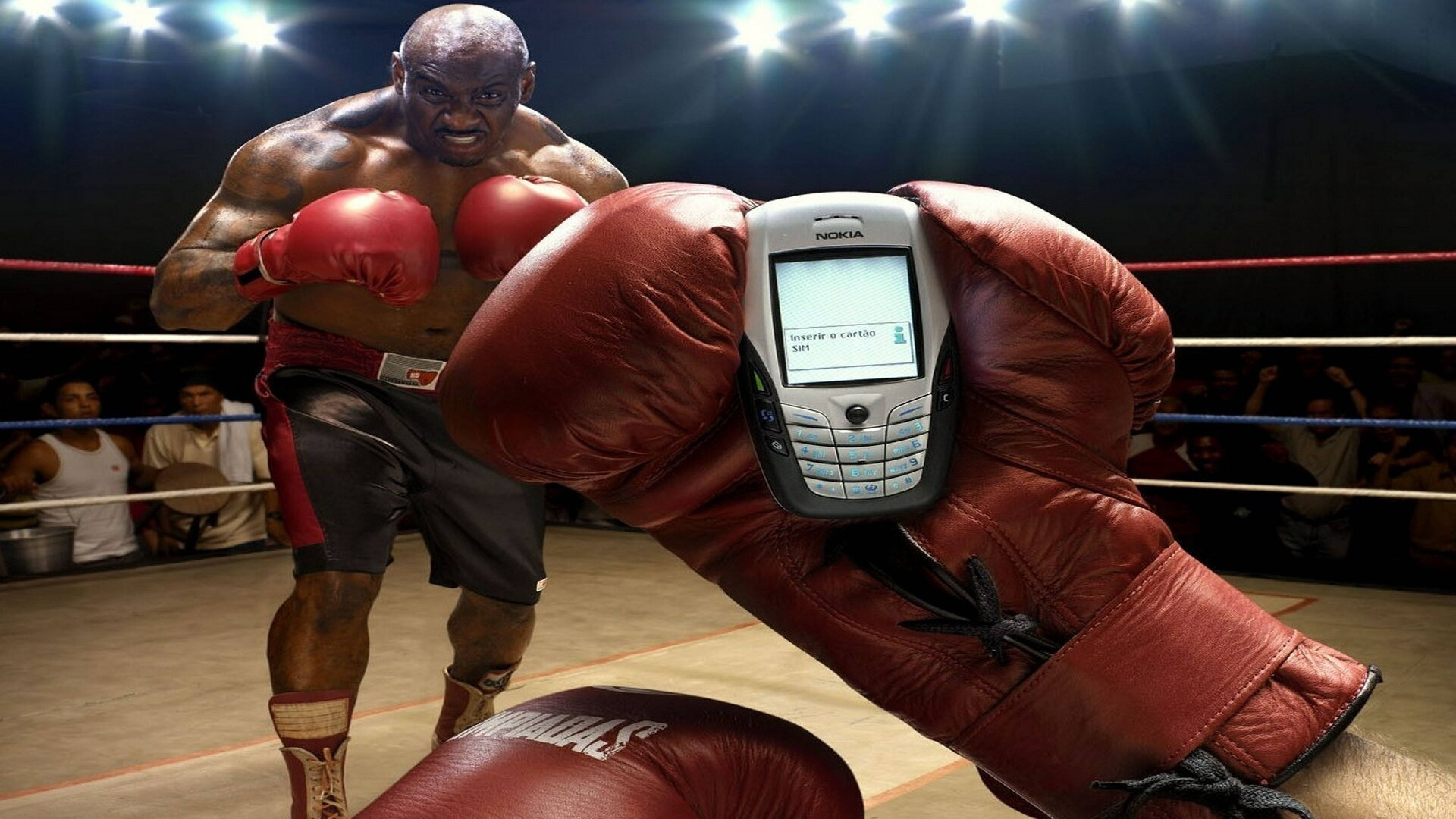 Cool Boxing, red gloves, Nokia phone, 4K Desktop Wallpaper