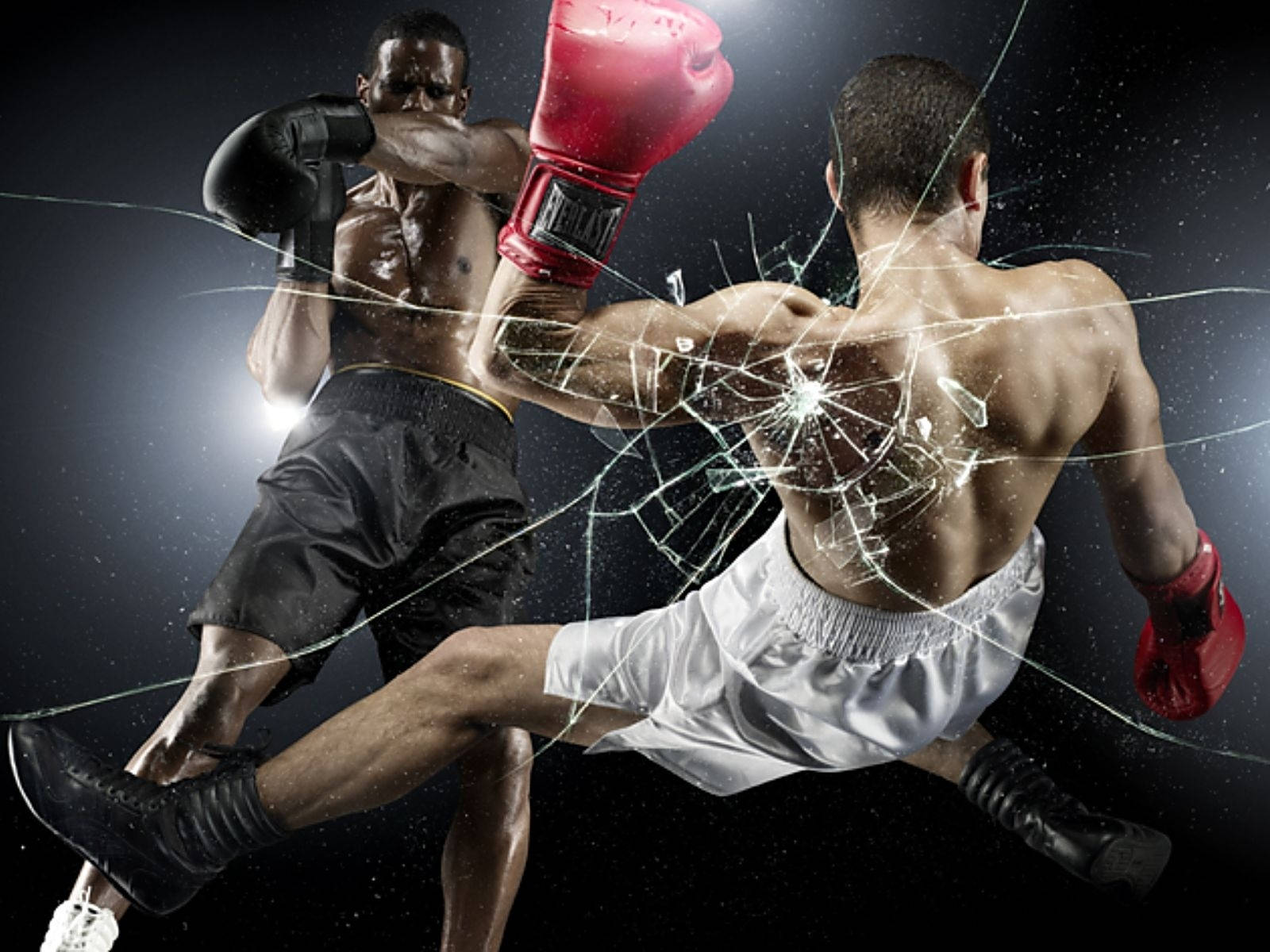 Cool Boxing, shattered glass effect, dark background, HD Desktop Wallpaper
