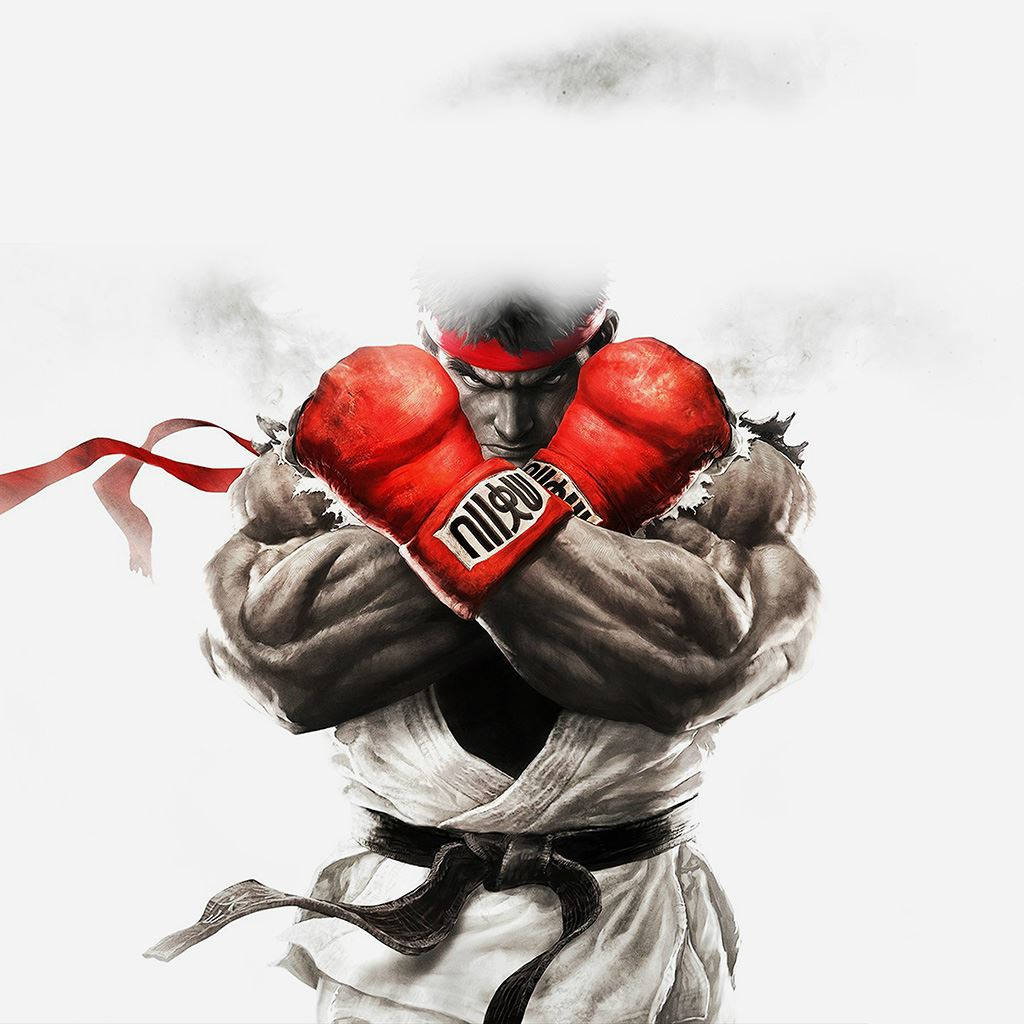 red gloves, white gi, muscular fighter, SD Desktop Wallpaper