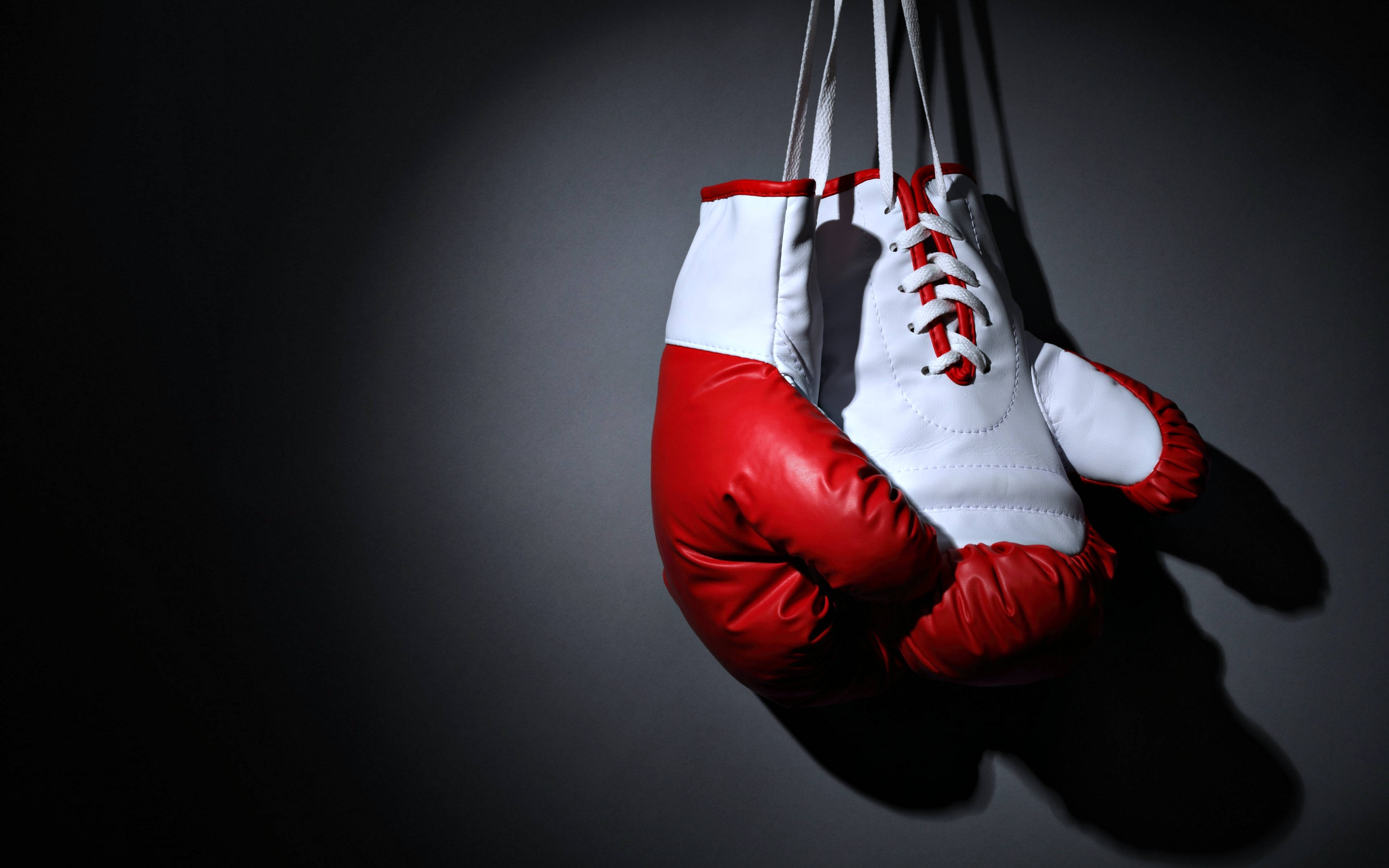 Cool Boxing, red and white boxing gloves, white laces, 4K Desktop Wallpaper