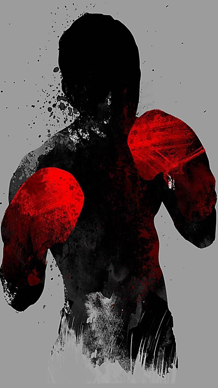 red gloves, gray background, ink splattered, HD Phone Wallpaper