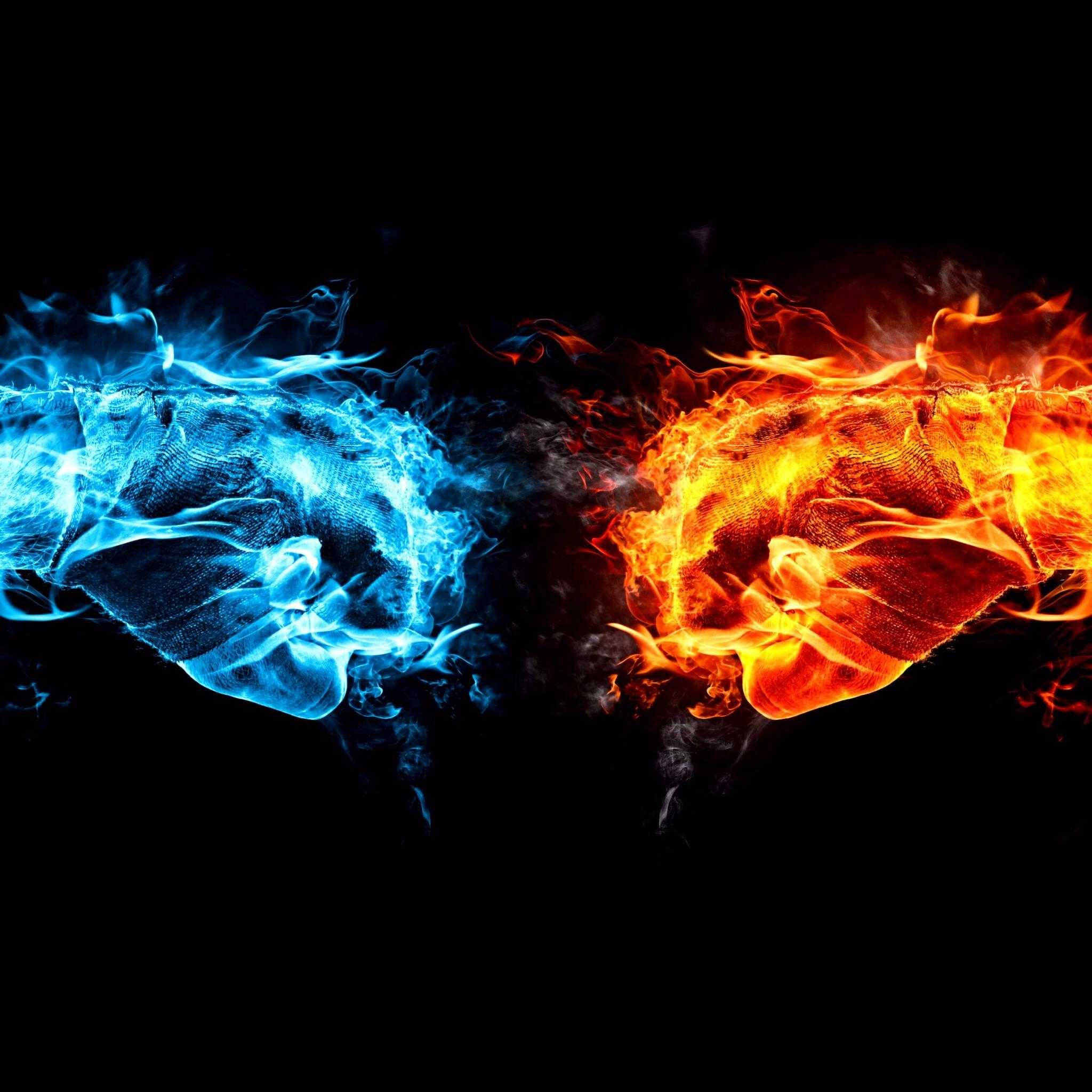 Cool Boxing, blue ice, orange fire, Full HD Desktop Wallpaper