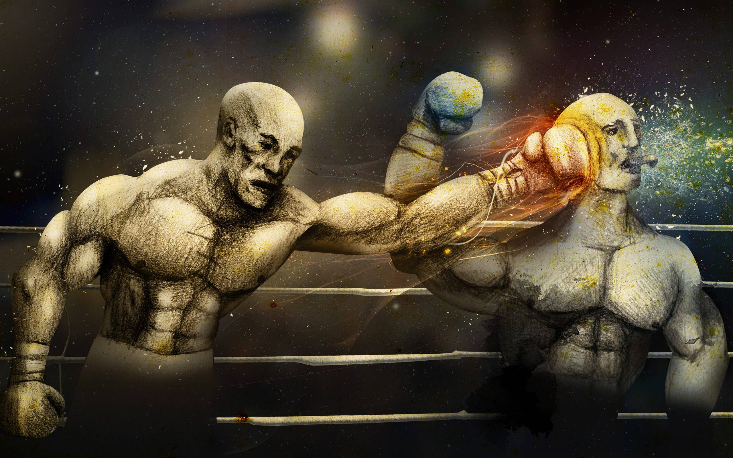 Cool Boxing, jab, glowing fists, 2K Desktop Wallpaper