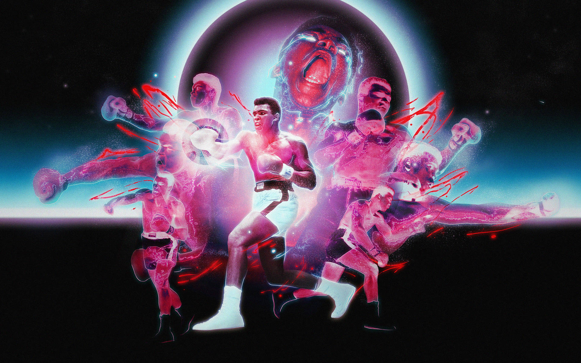 Cool Boxing, glowing boxer, spectral fighters, Full HD Desktop Wallpaper
