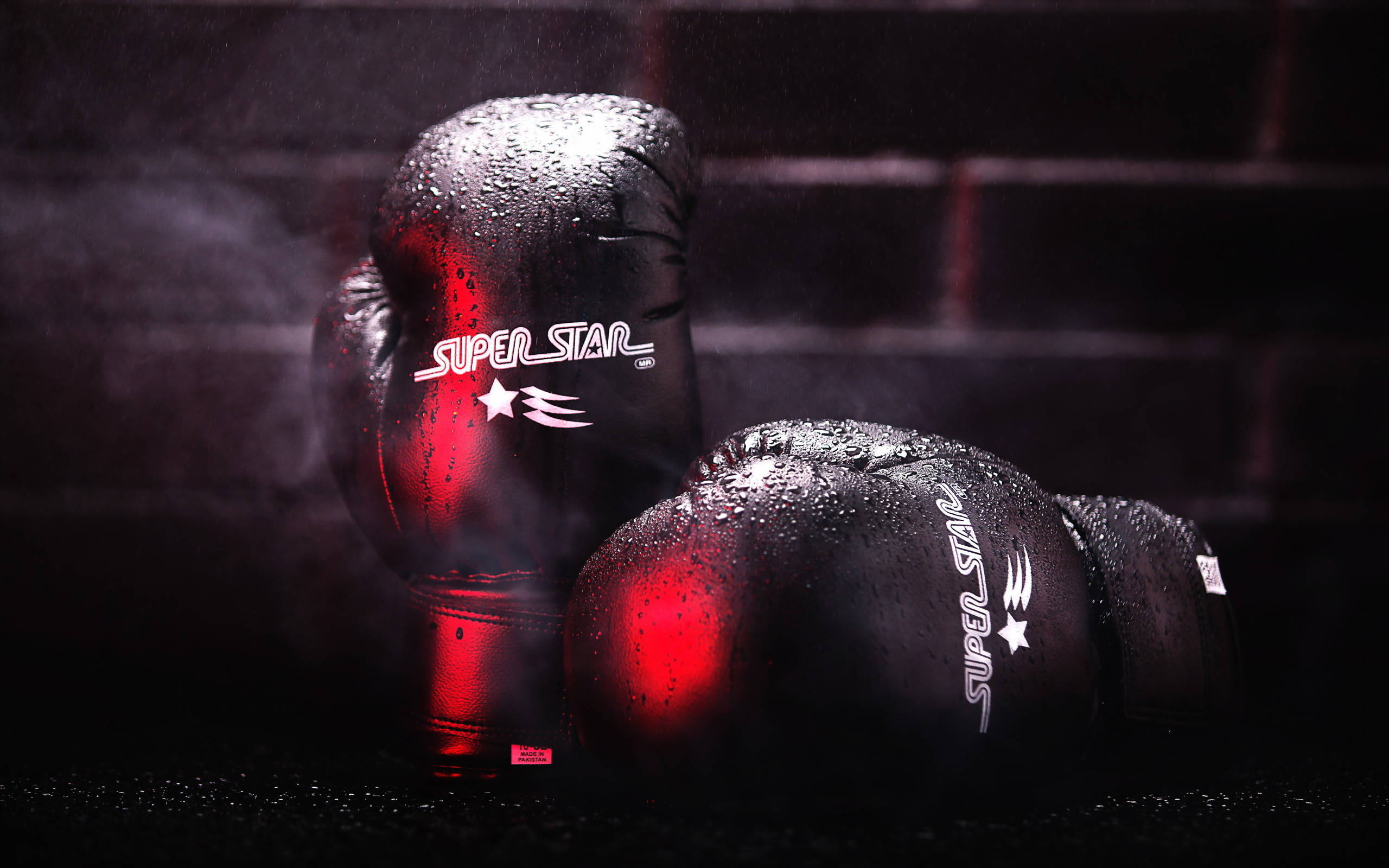Cool Boxing, black boxing gloves, red lighting, 2K Desktop Wallpaper