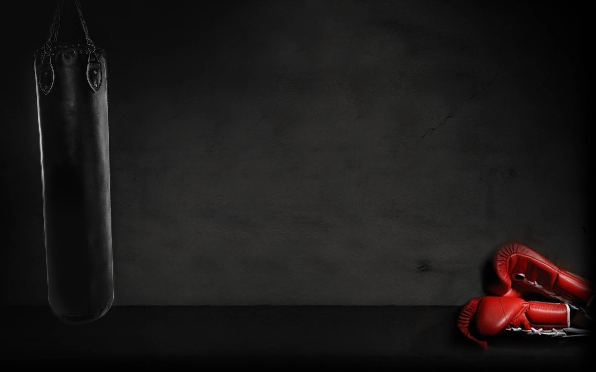 Cool Boxing, black punching bag, dark wall, Full HD Desktop Wallpaper