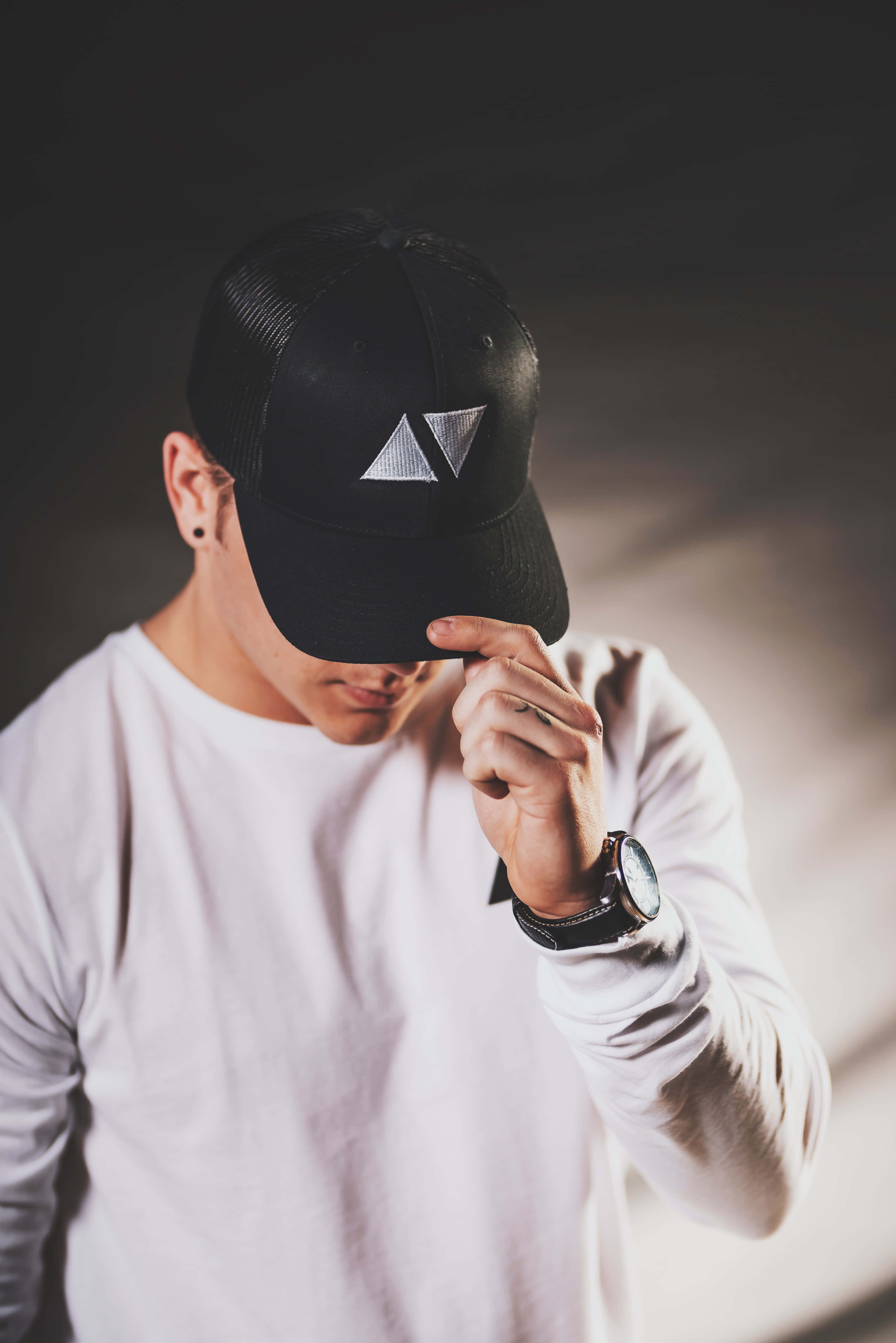 Cool Boy, black cap, white long sleeve shirt, 5K Phone Wallpaper