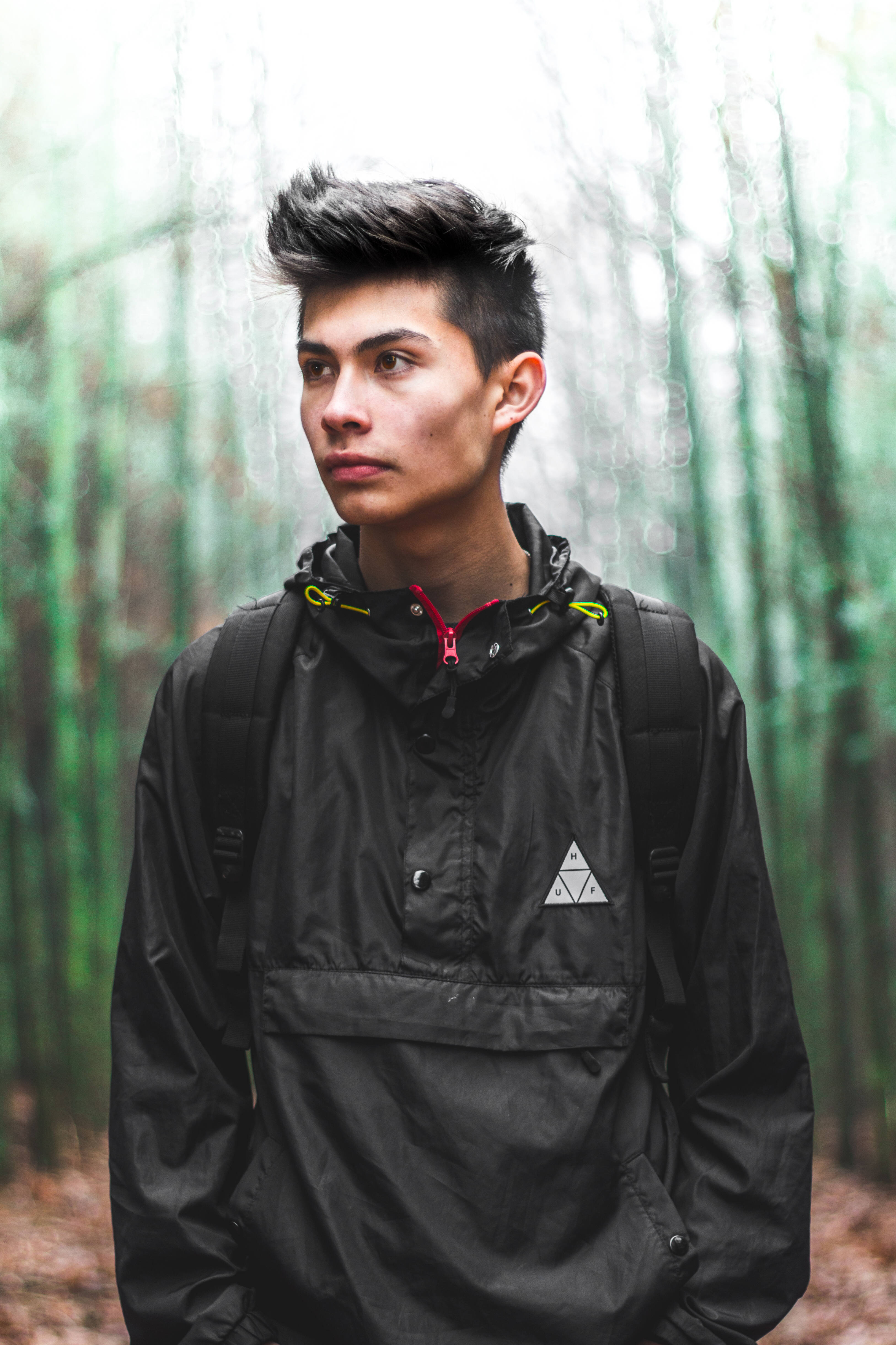 Cool Boy, black jacket, backpack, 4K Phone Wallpaper