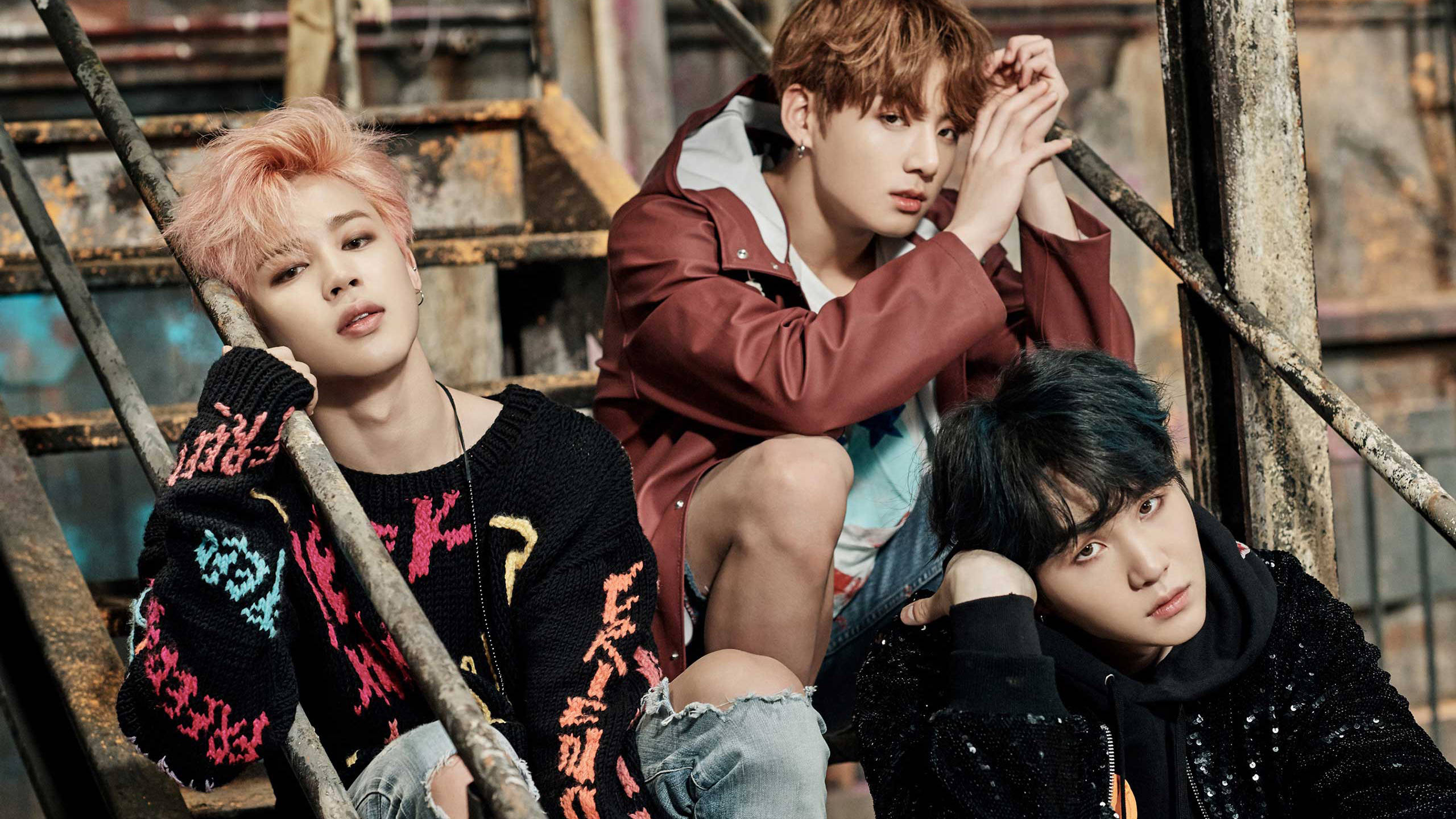 Cool BTS Laptop, concept album teaser, rusty metal stairs, 2K Desktop Wallpaper