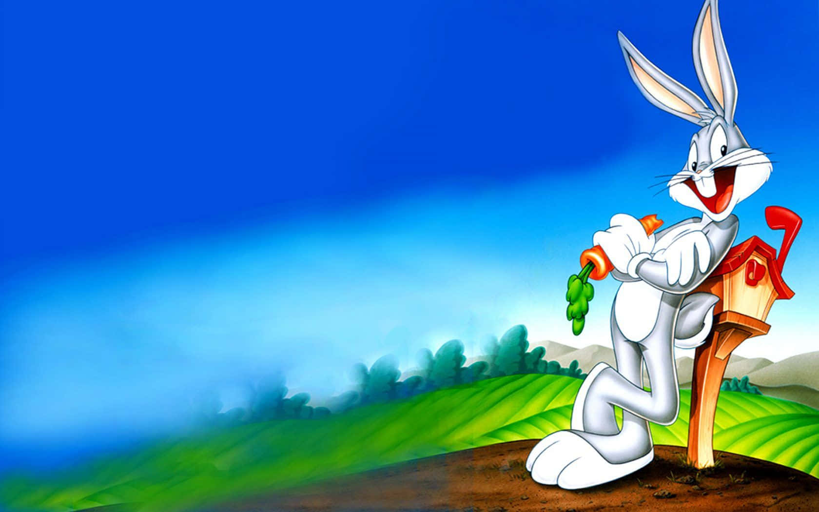 Bugs Bunny, carrot, red mailbox, HD Desktop Wallpaper