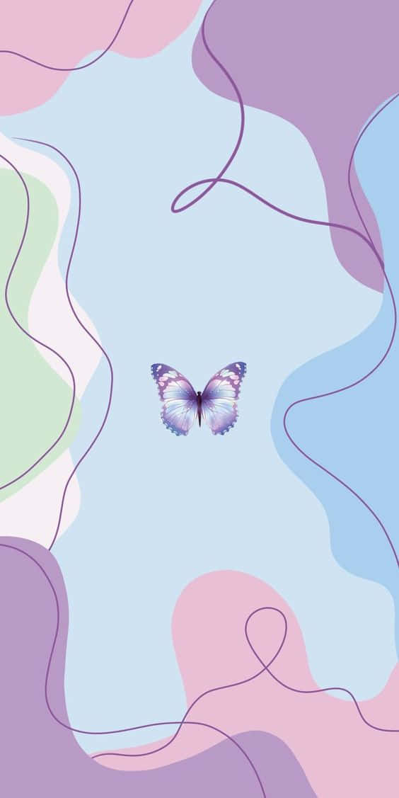purple butterfly, blue and pink background, pastel swirls, SD Phone Wallpaper