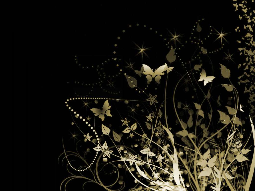 cool butterfly, golden butterflies, floral swirls, SD Desktop Wallpaper