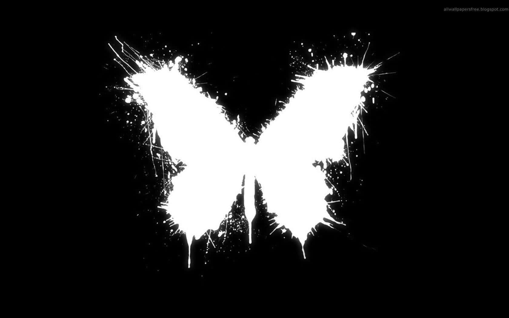 vibrant and beautiful butterfly, field of wildflowers, stark white paint-splatter butterfly silhouette, HD Desktop Wallpaper