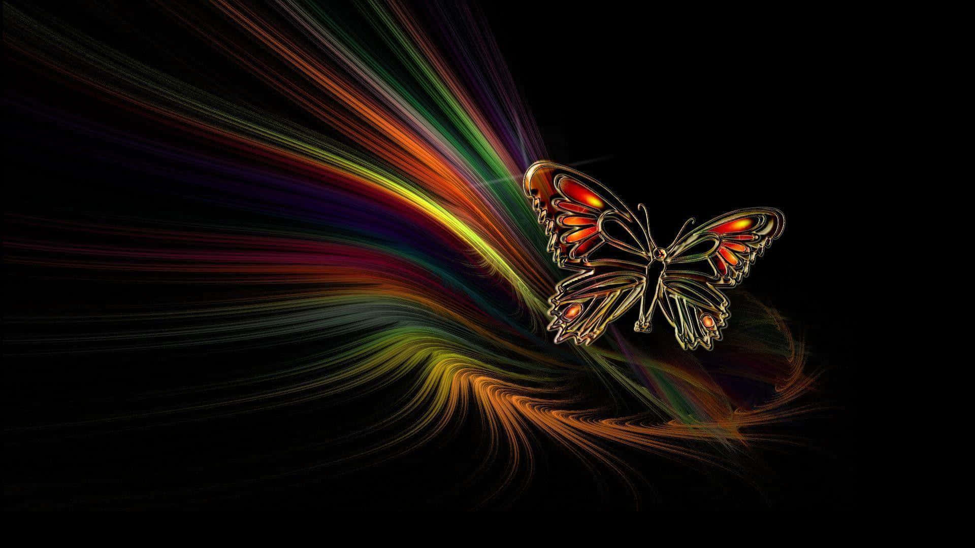 cool butterfly, glowing butterfly, fiery wings, Full HD Desktop Wallpaper
