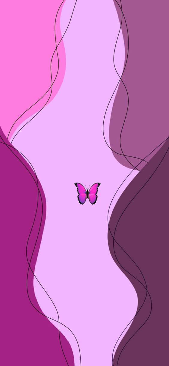 pink butterfly, soft purple, magenta waves, SD Phone Wallpaper