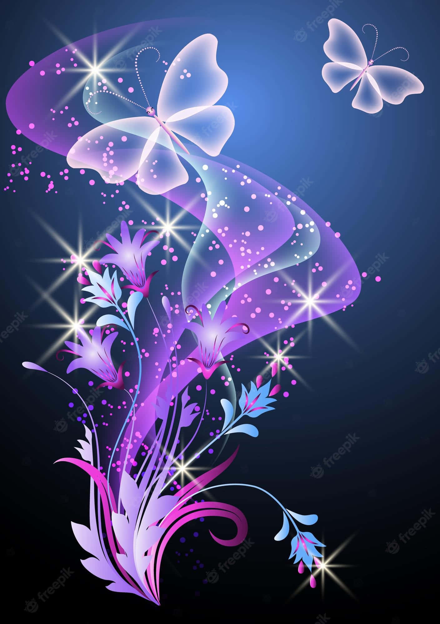glitter butterfly, glowing purple butterflies, sparkling light, Full HD Phone Wallpaper