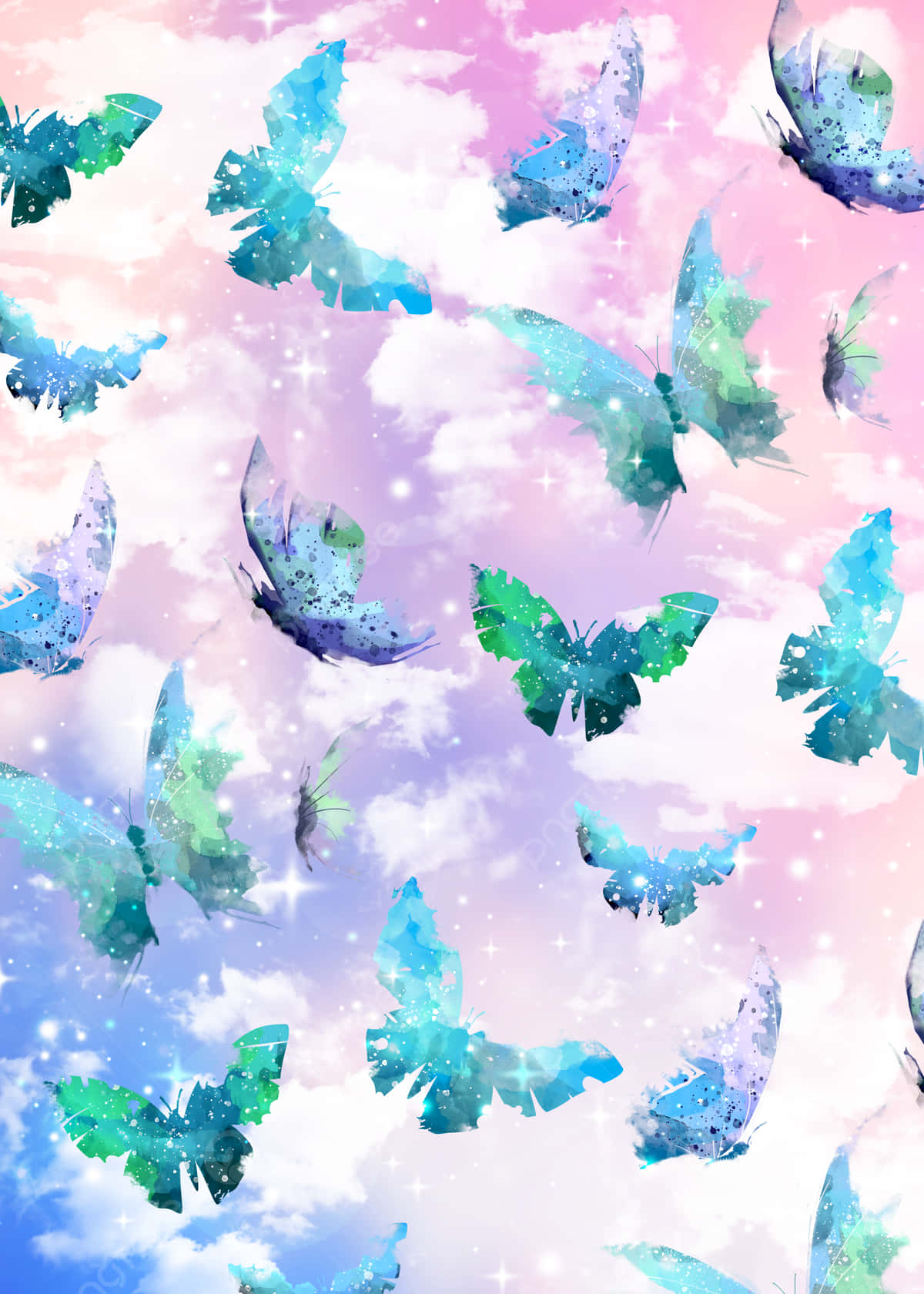 glitter butterfly, Sparkling Blue Glitter Butterfly, glittering wings, HD Phone Wallpaper