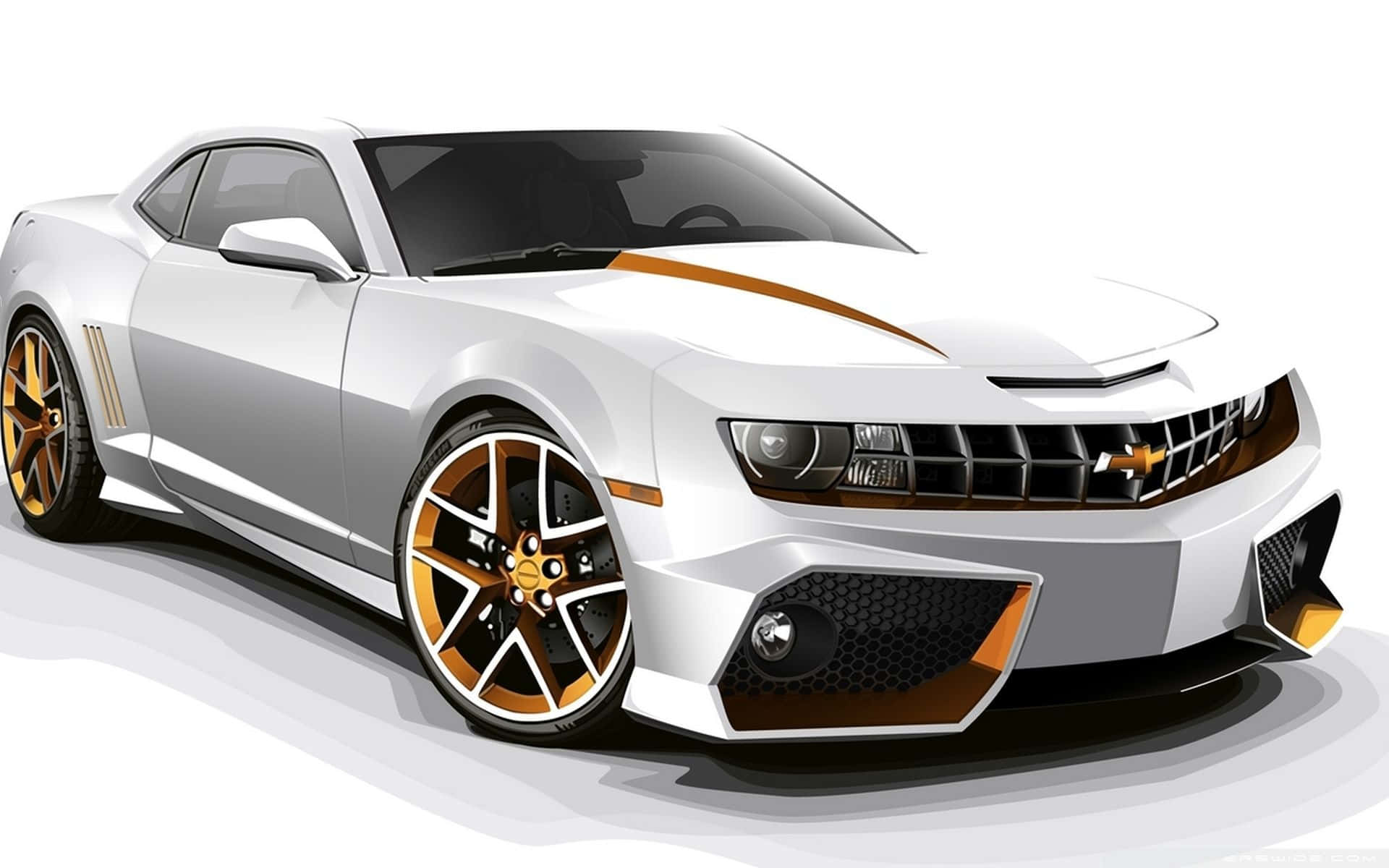 Cool Camaro, white, gold accents, Full HD Desktop Wallpaper