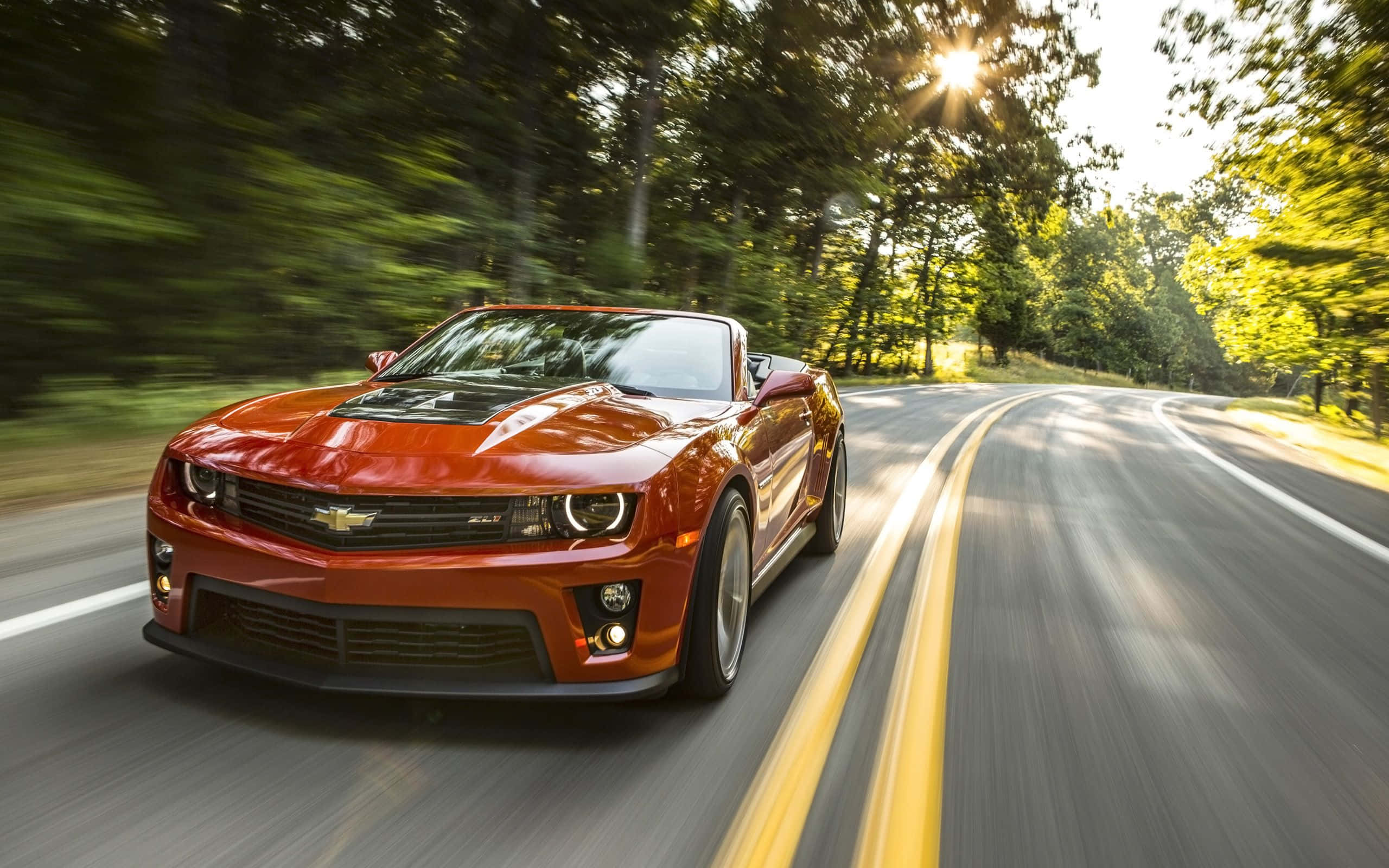 Camaro, orange, convertible, 2K Desktop Wallpaper