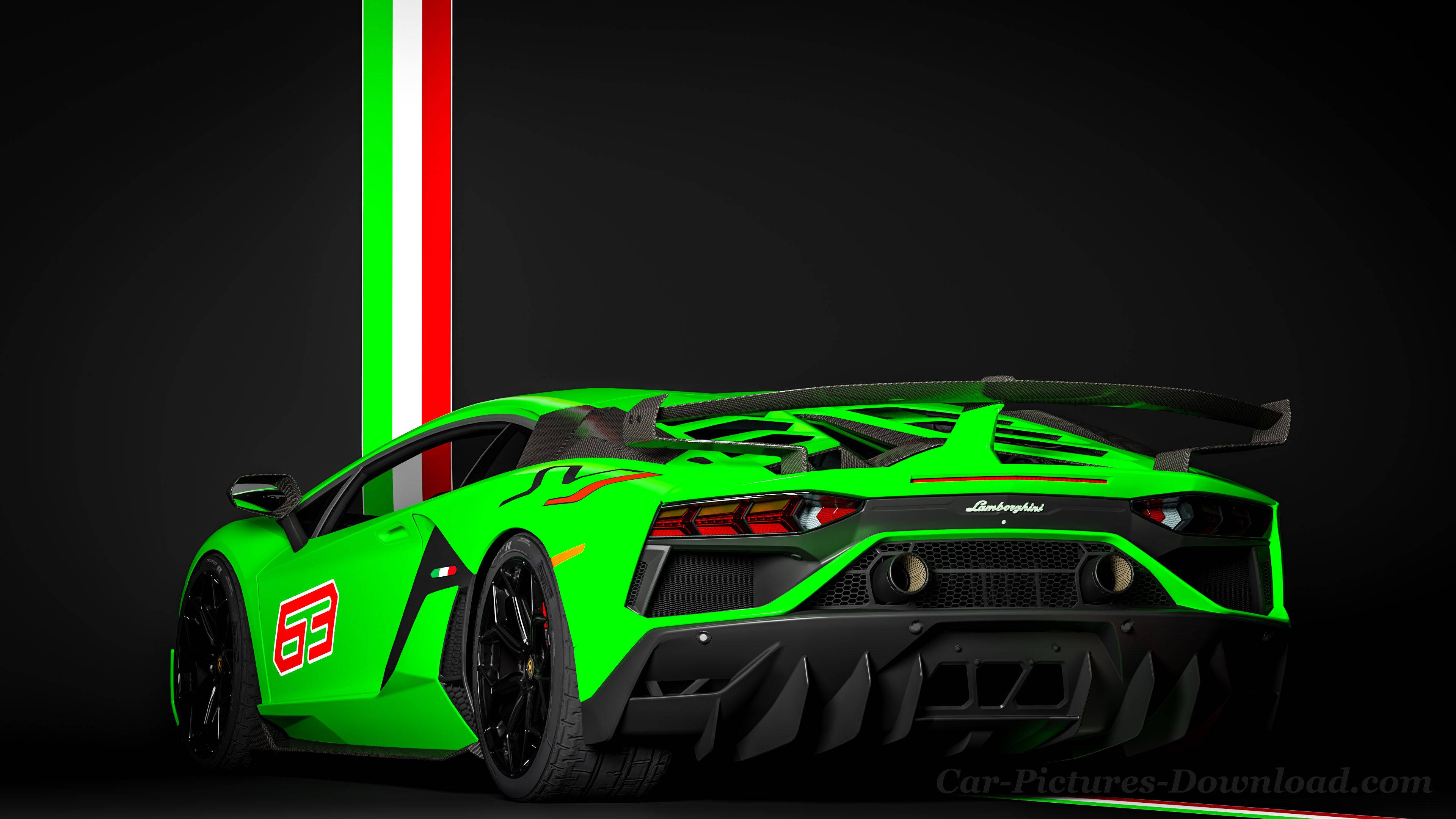 Lamborghini, Apple Green, racing number 63, 4K Desktop Wallpaper