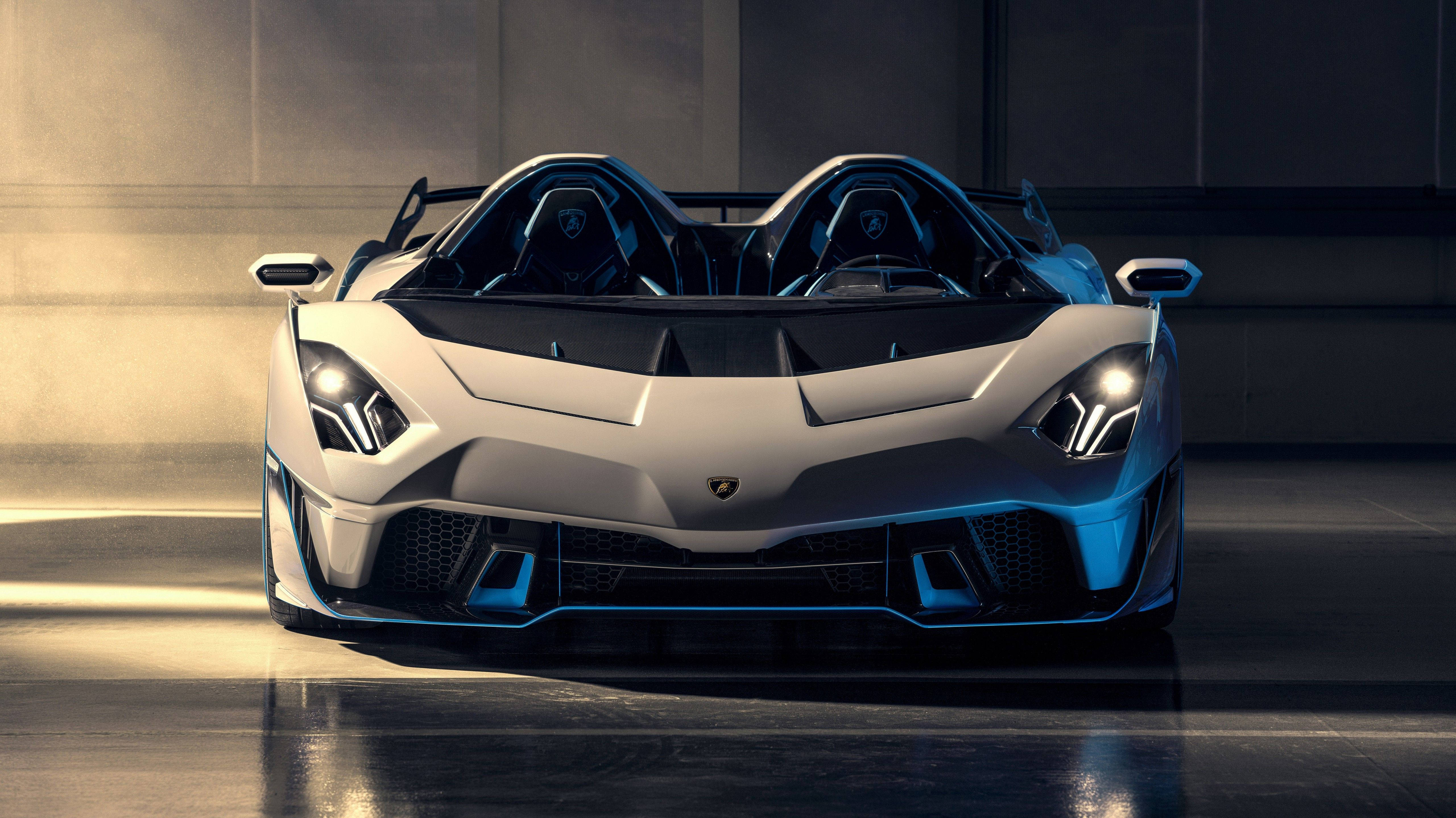 Lamborghini, convertible, white, 5K Desktop Wallpaper