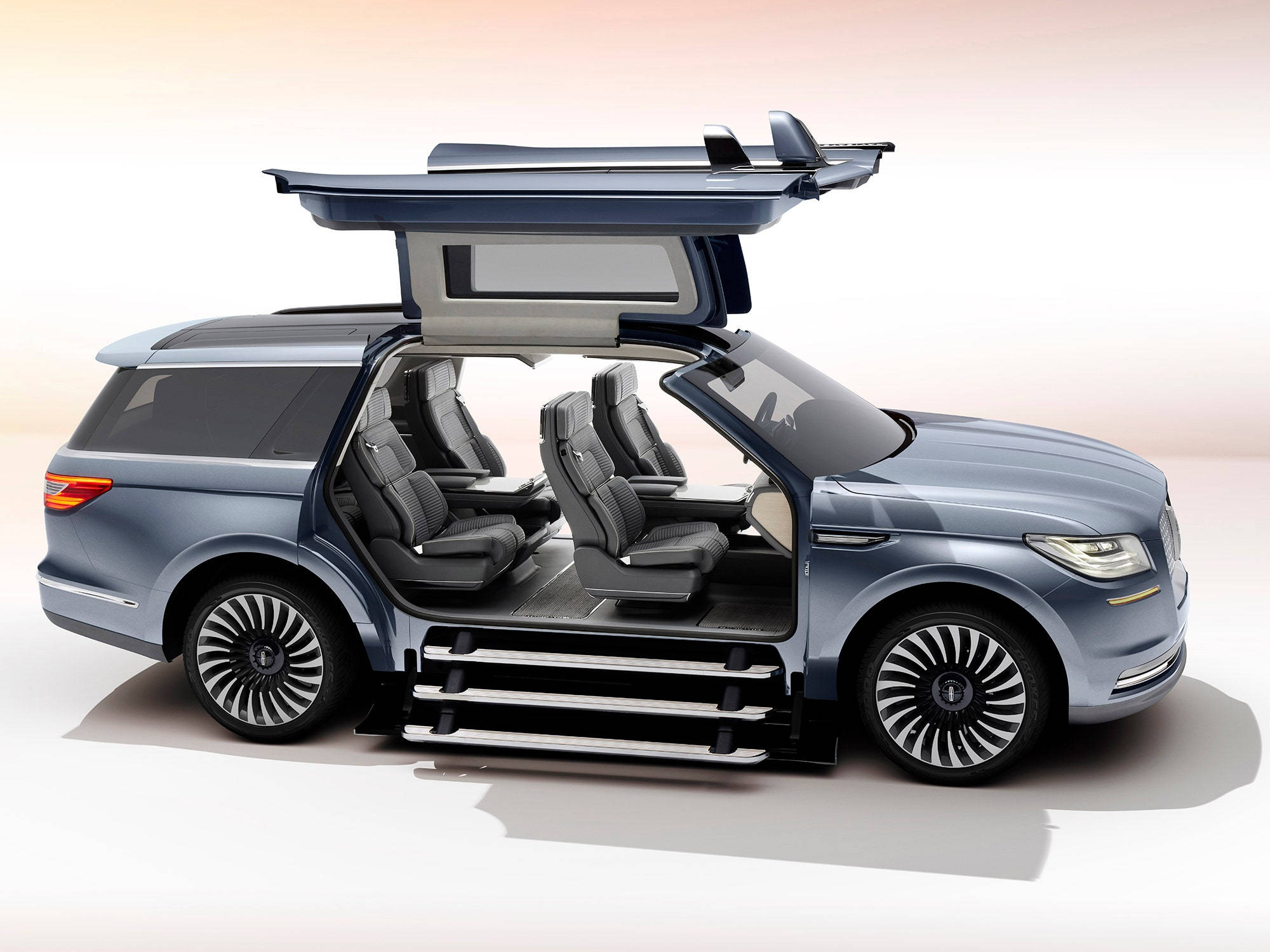 2021 Lincoln Navigator, gull wing door, blue, Full HD Desktop Wallpaper