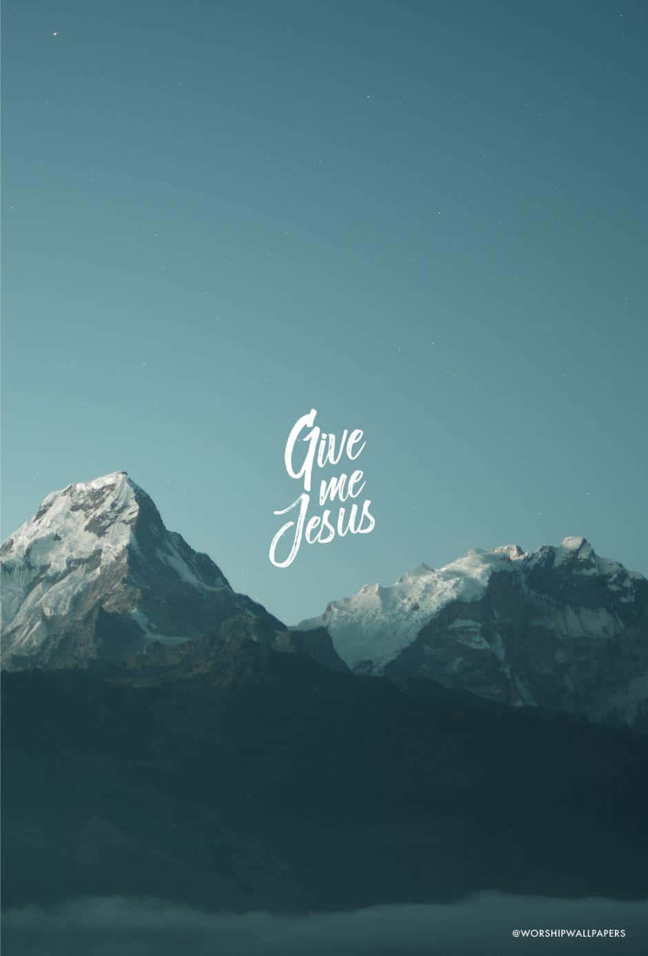 Cool Christian, teal night sky, snowcapped mountains, HD Phone Wallpaper