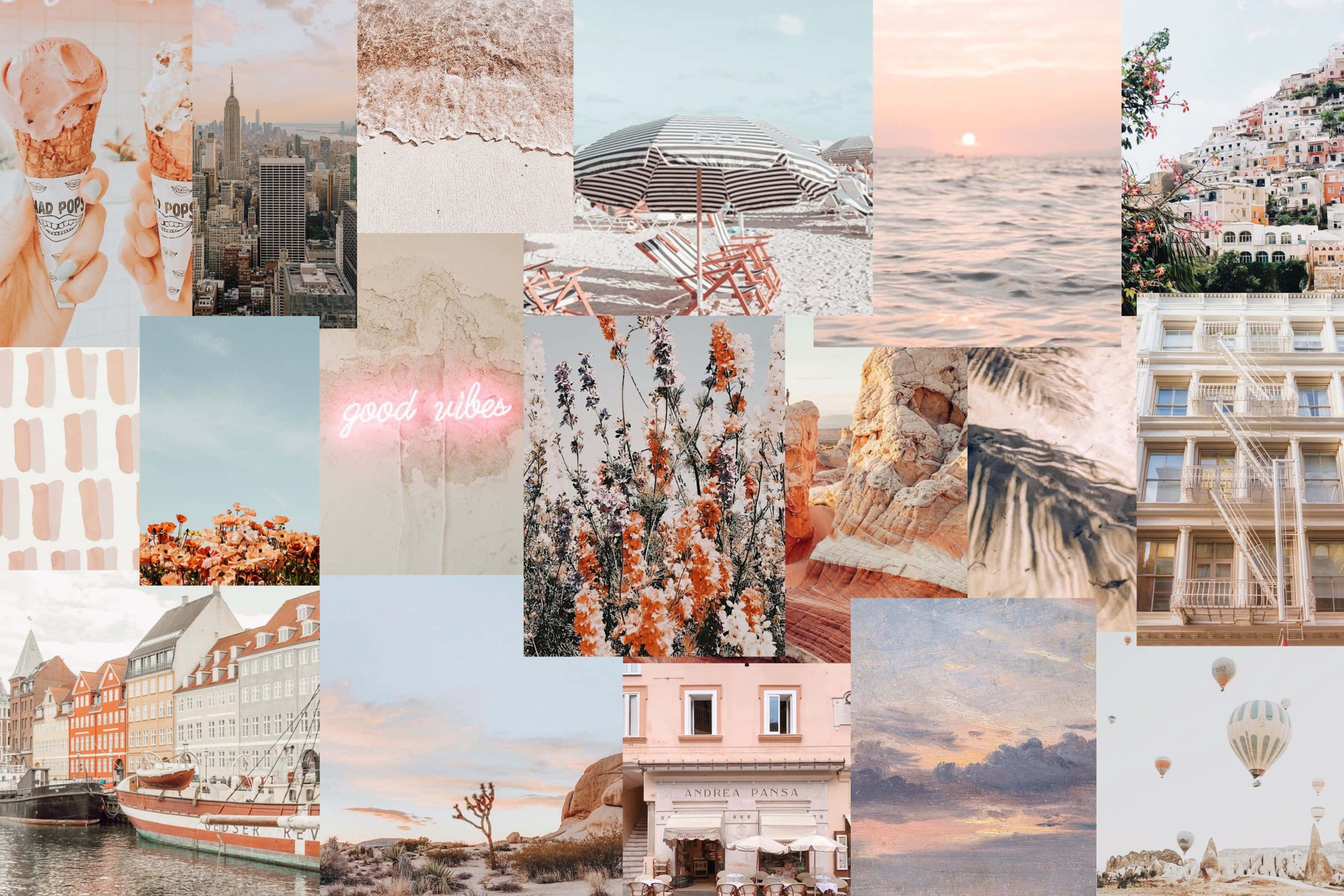 pastel, travel scenes, ice cream cones, 2K Desktop Wallpaper
