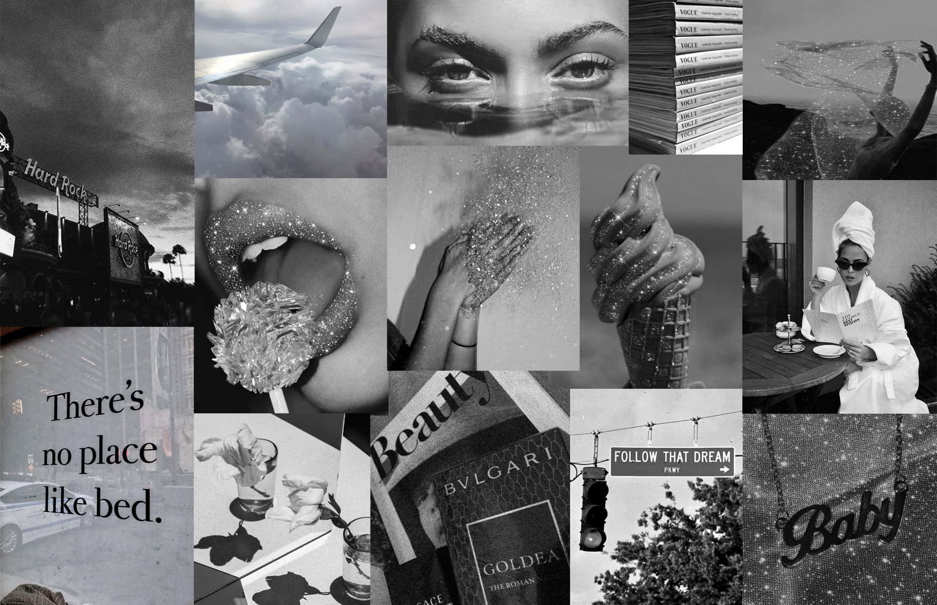 black and white, glamorous, dreamy, Full HD Desktop Wallpaper