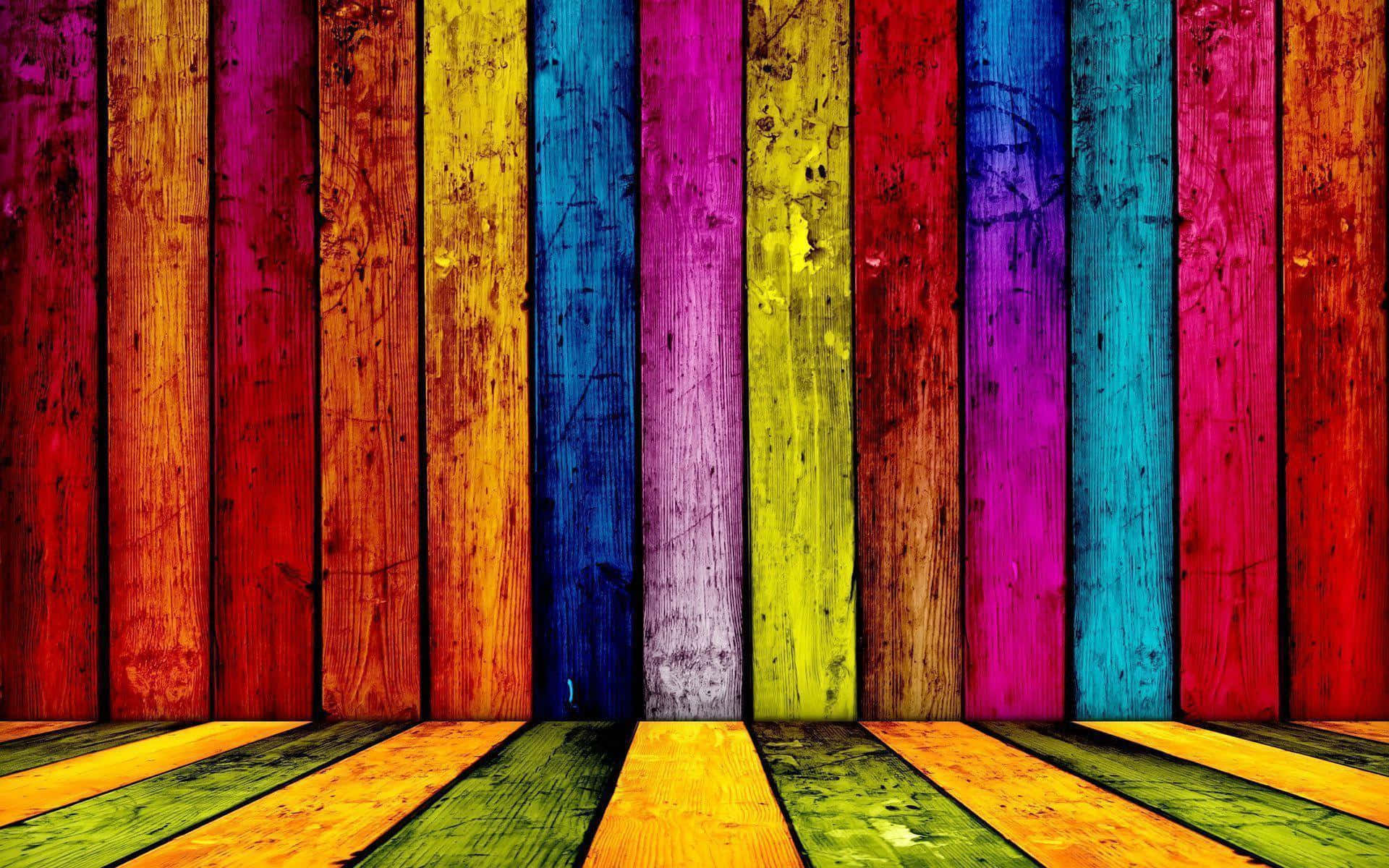 Cool Colored, rainbow painted wooden planks, vibrant abstract space, Full HD Desktop Wallpaper