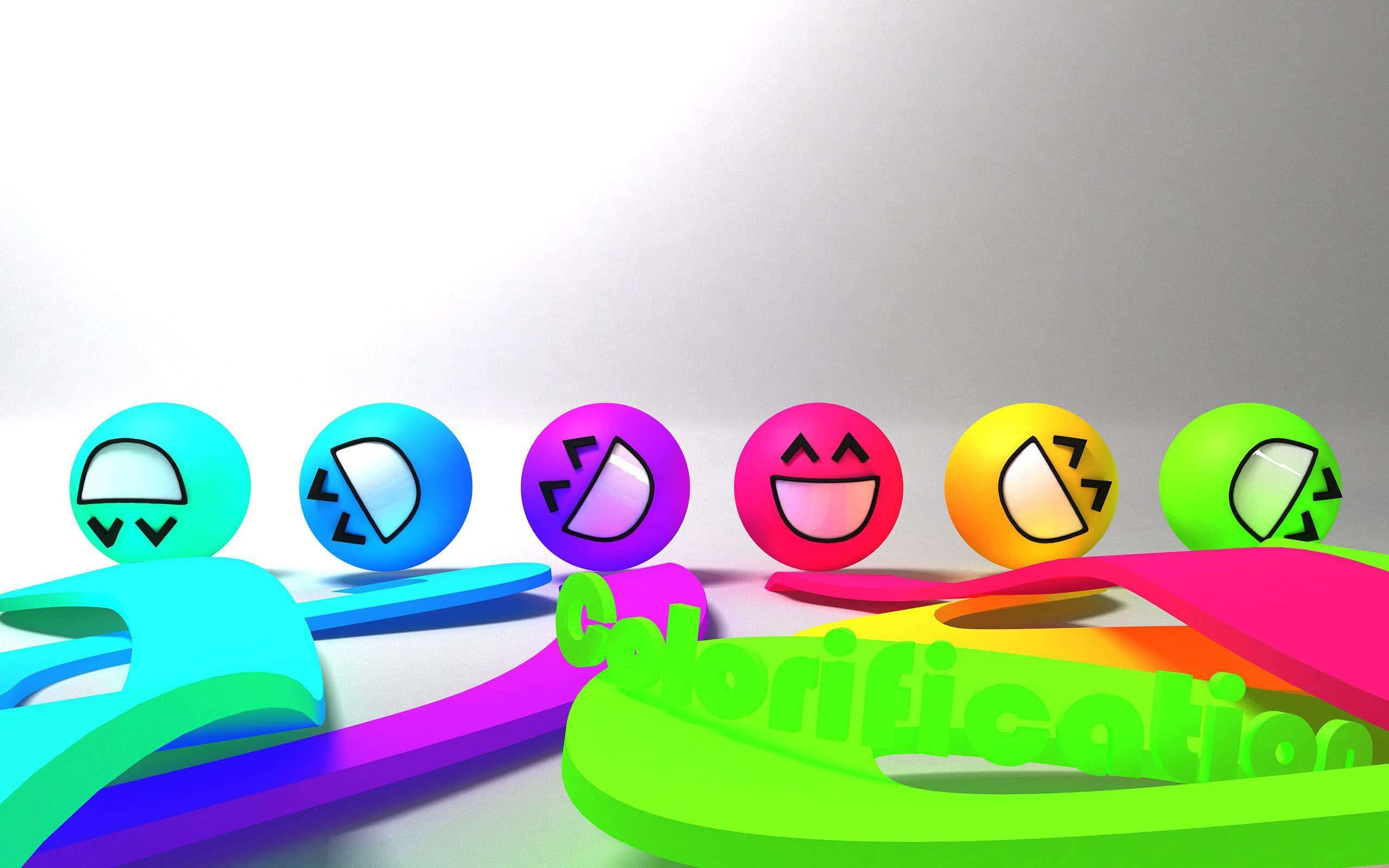 Cool Colored, smiley face, rainbow ribbons, 2K Desktop Wallpaper