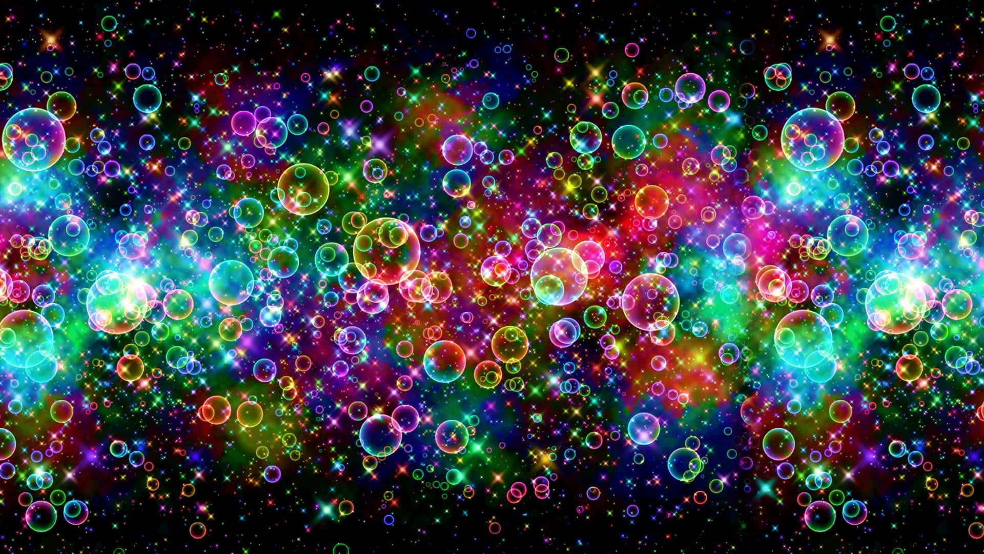 Cool Colored, glowing bubbles, sparkling stars, Full HD Desktop Wallpaper