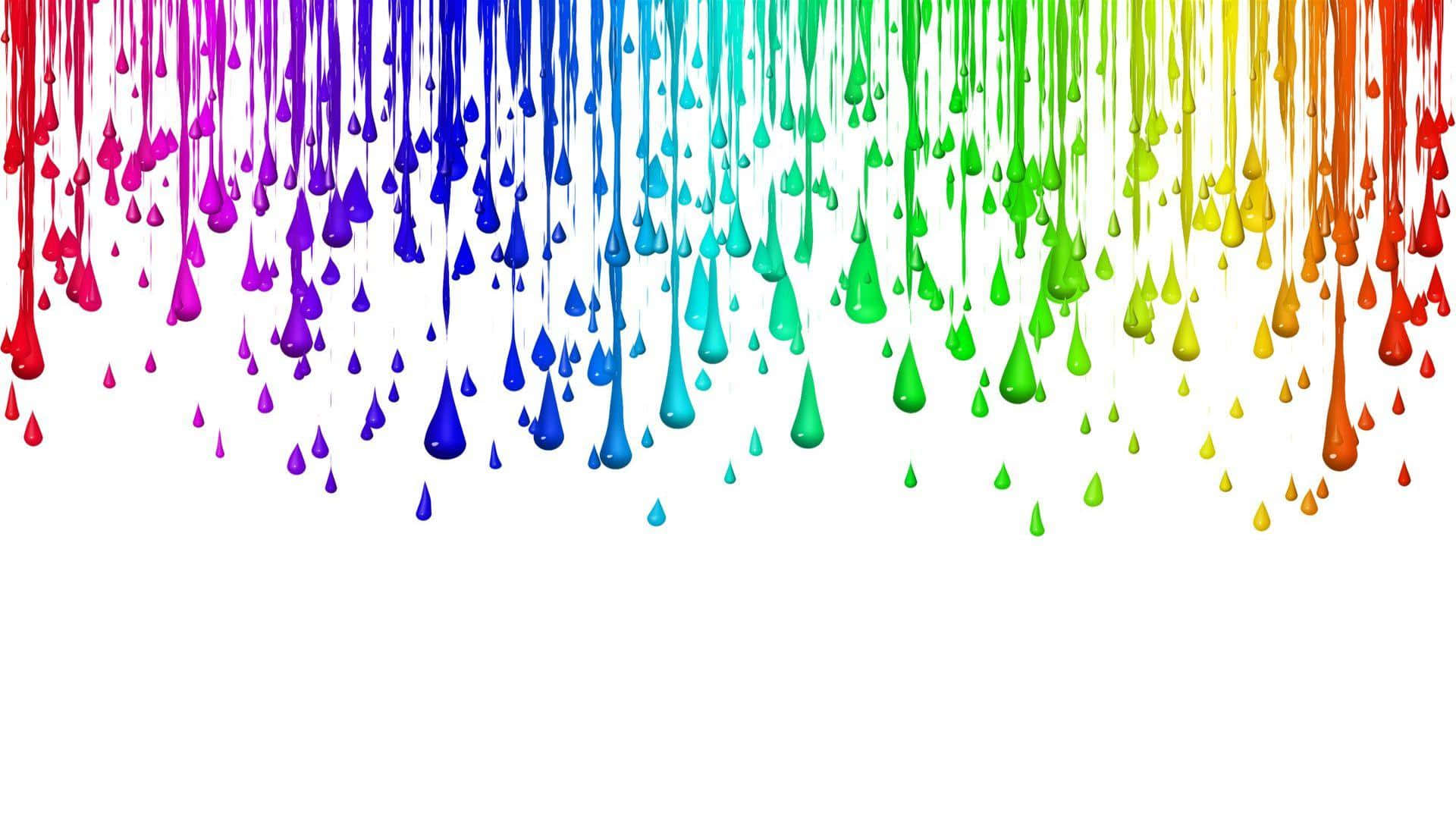 rainbow paint drips, stark white background, colorful abstract pattern, Full HD Desktop Wallpaper