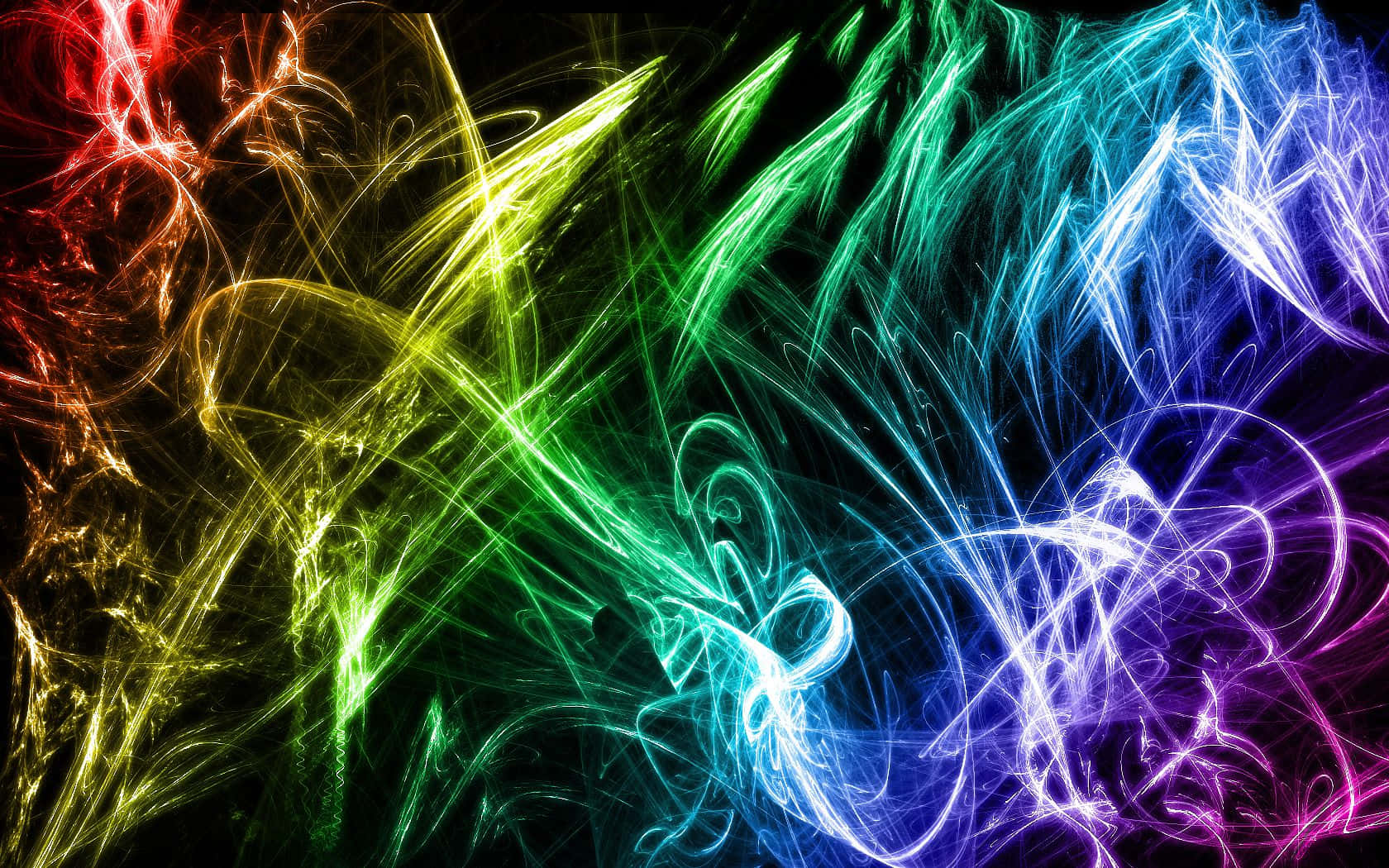 neon energy streams, rainbow hues, black void, HD Desktop Wallpaper
