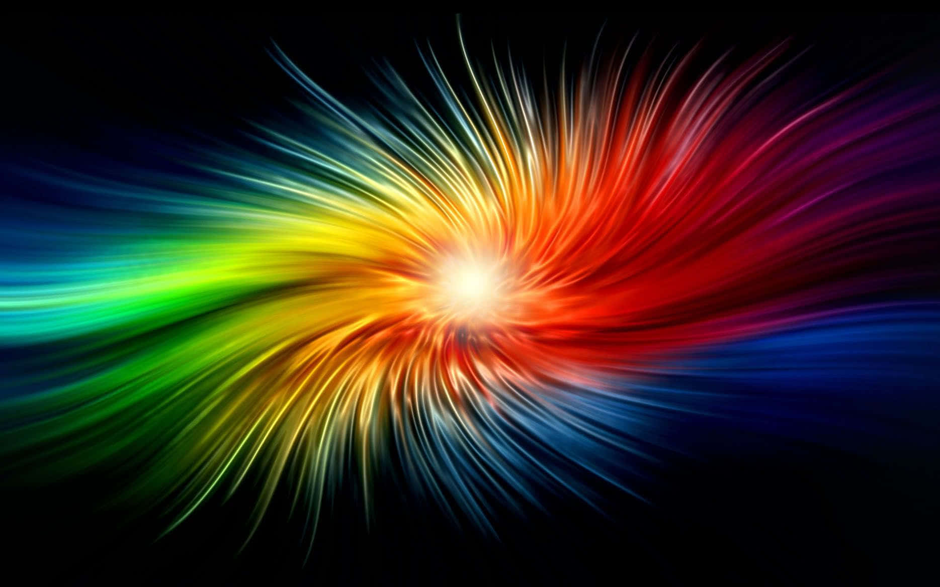 rainbow streaks, bright center, black void, HD Desktop Wallpaper