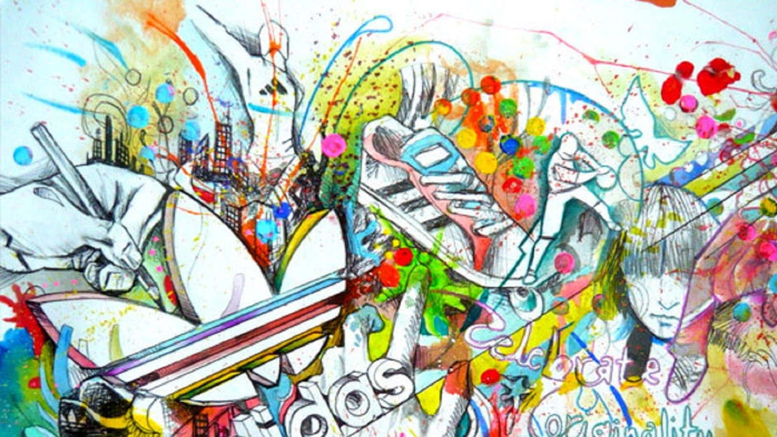 Vibrant Color Mix, abstract graffiti art, splattered colors, HD Desktop Wallpaper